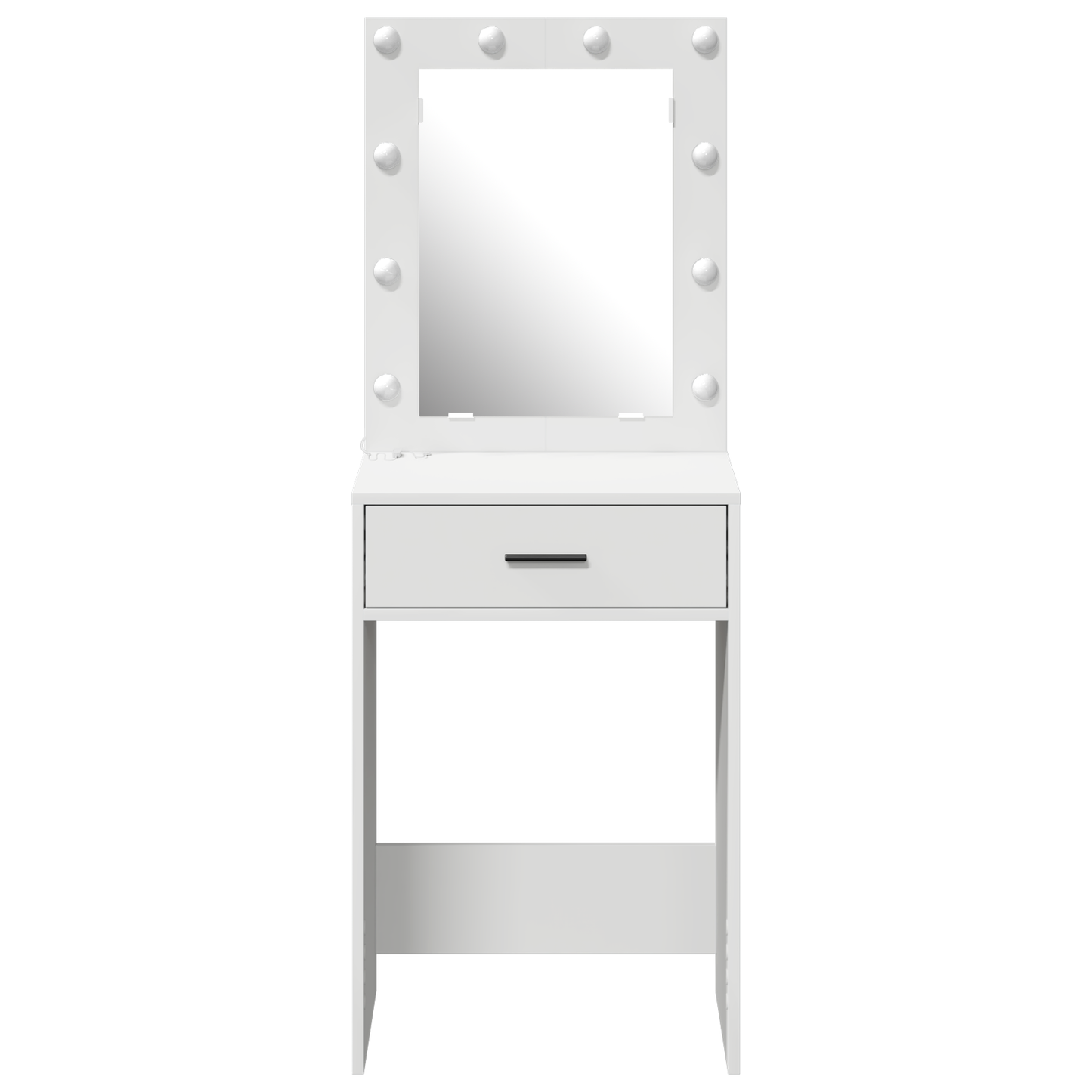 Modern Wooden Dressing Table Makeup Vanity Desk With Drawer & LED Lights Mirror