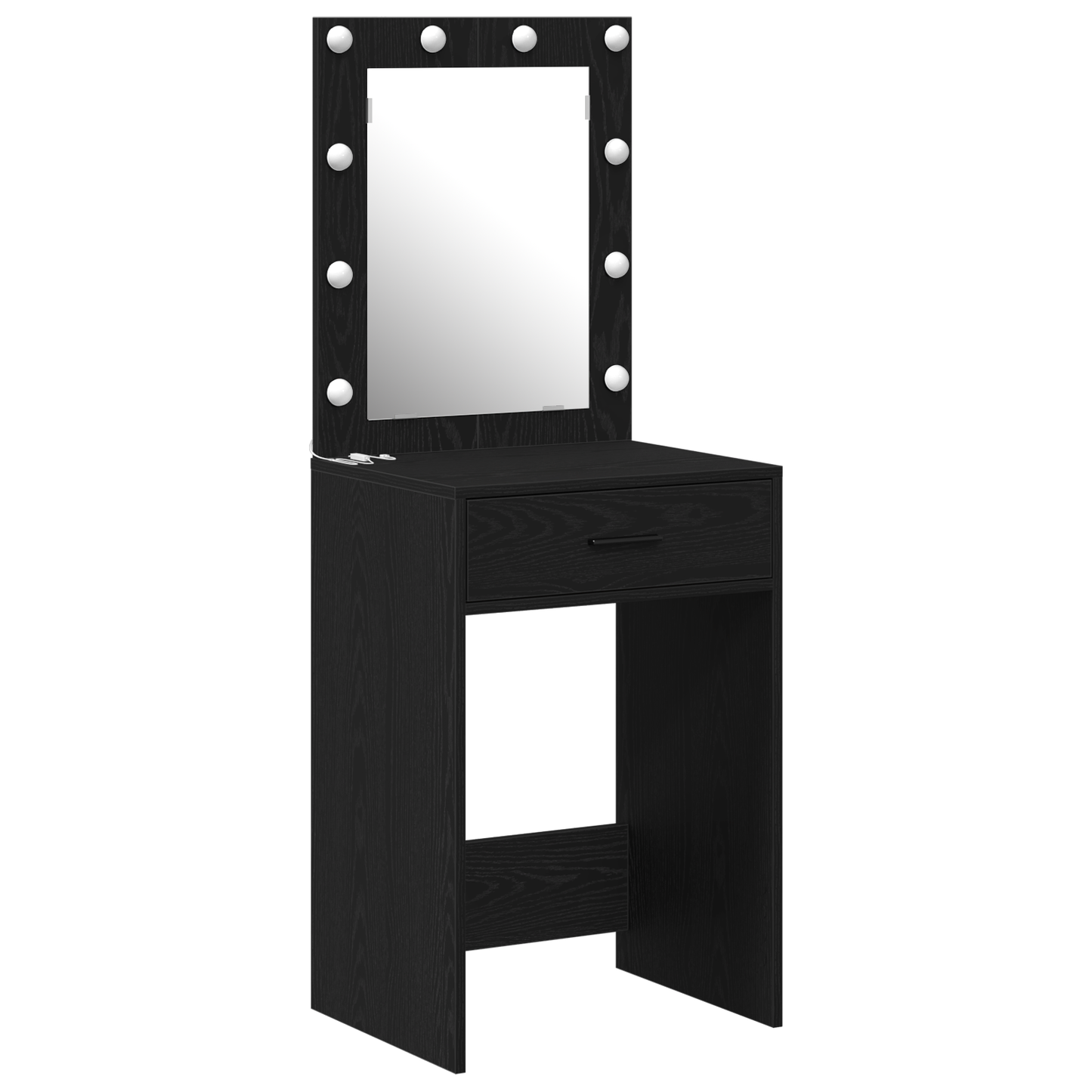 Modern Wooden Dressing Table Makeup Vanity Desk With Drawer & LED Lights Mirror