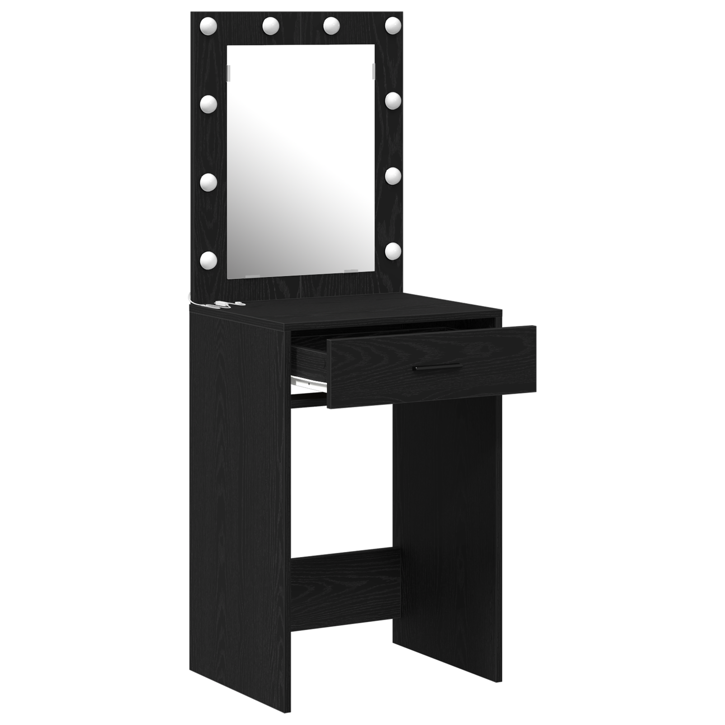 Modern Wooden Dressing Table Makeup Vanity Desk With Drawer & LED Lights Mirror