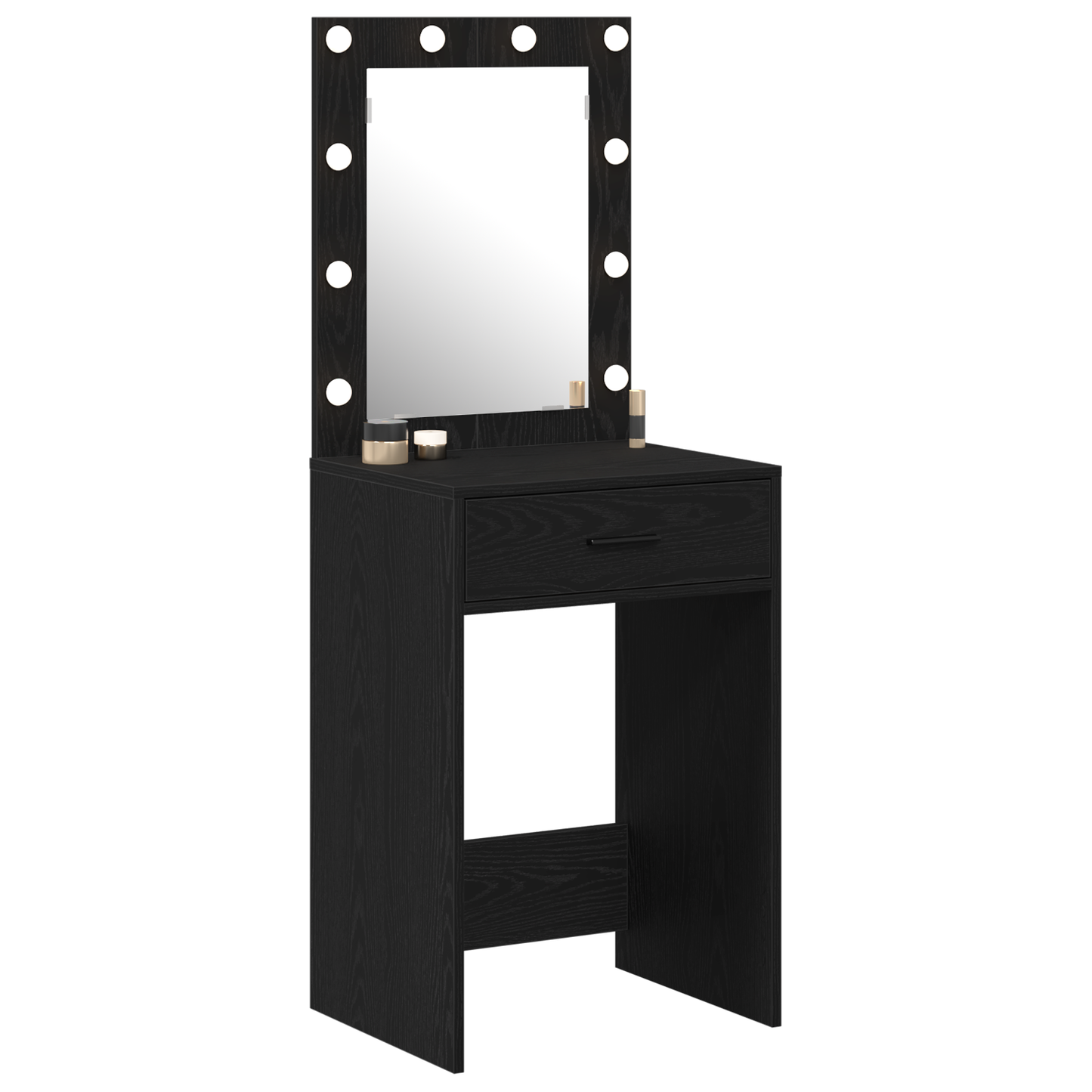 Modern Wooden Dressing Table Makeup Vanity Desk With Drawer & LED Lights Mirror