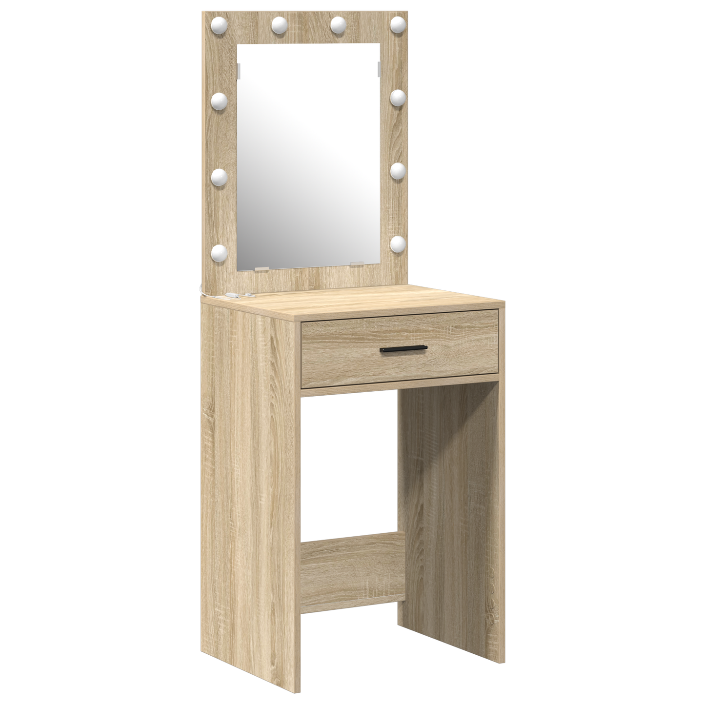 Modern Wooden Dressing Table Makeup Vanity Desk With Drawer & LED Lights Mirror