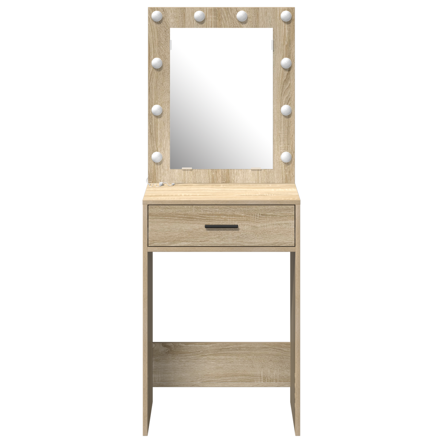 Modern Wooden Dressing Table Makeup Vanity Desk With Drawer & LED Lights Mirror