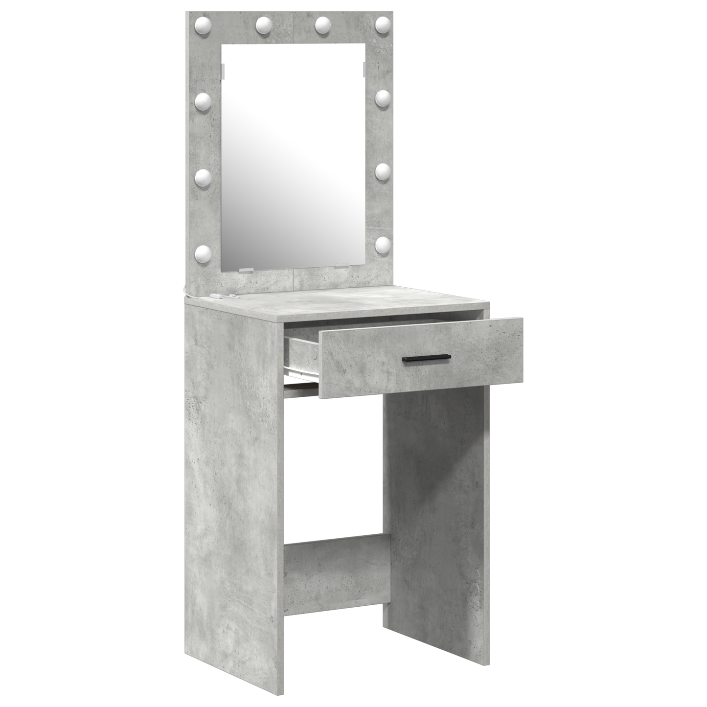 Modern Wooden Dressing Table Makeup Vanity Desk With Drawer & LED Lights Mirror