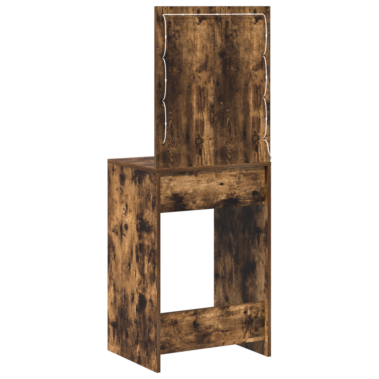 Modern Wooden Dressing Table Makeup Vanity Desk With Drawer & LED Lights Mirror