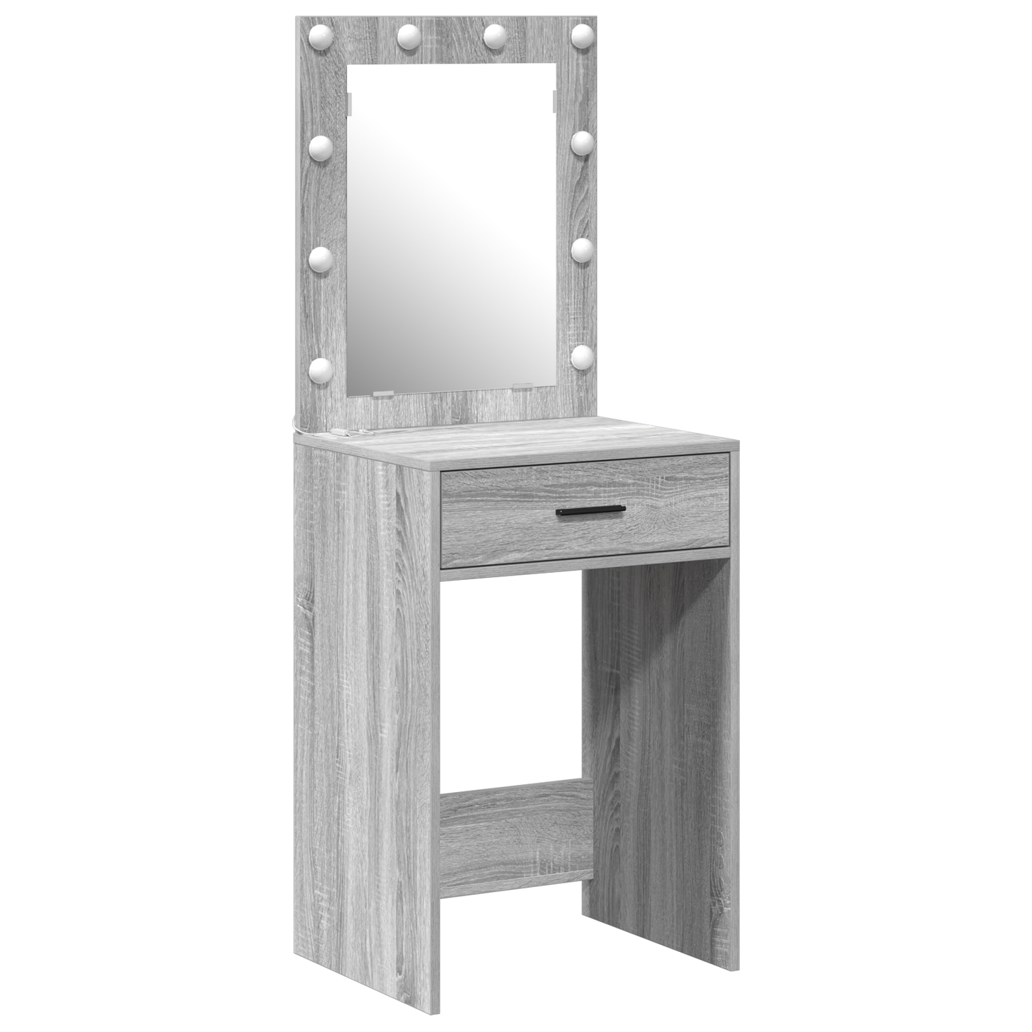 Modern Wooden Dressing Table Makeup Vanity Desk With Drawer & LED Lights Mirror