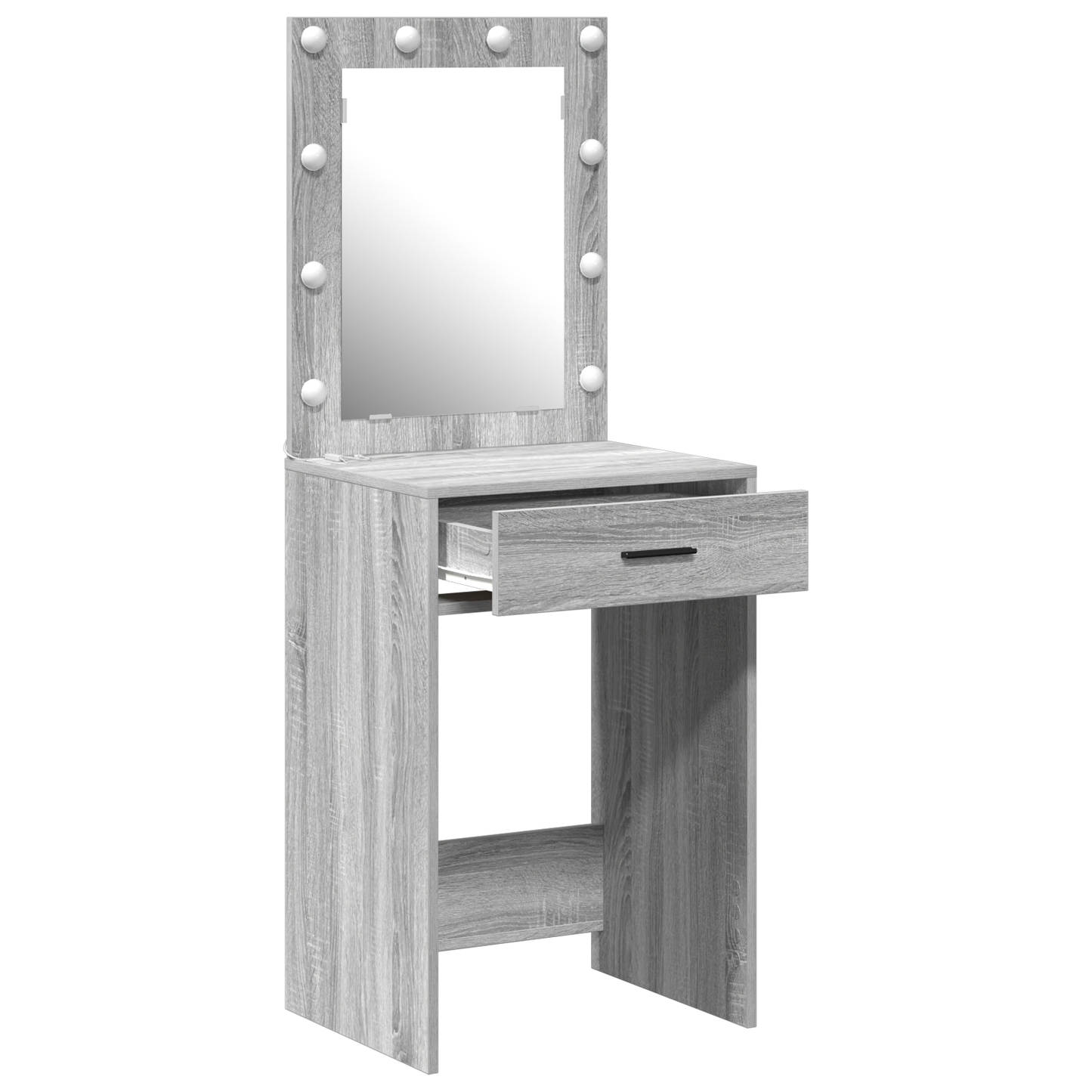Modern Wooden Dressing Table Makeup Vanity Desk With Drawer & LED Lights Mirror