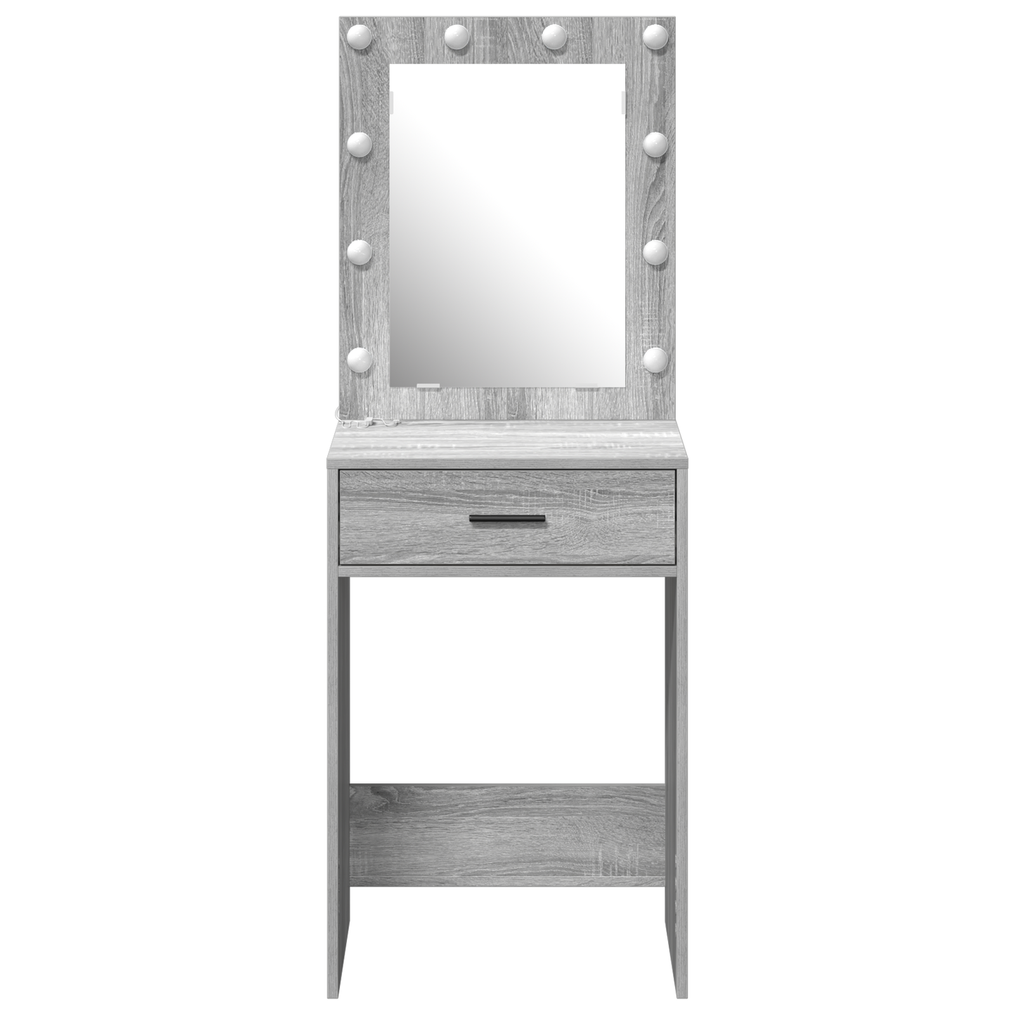 Modern Wooden Dressing Table Makeup Vanity Desk With Drawer & LED Lights Mirror
