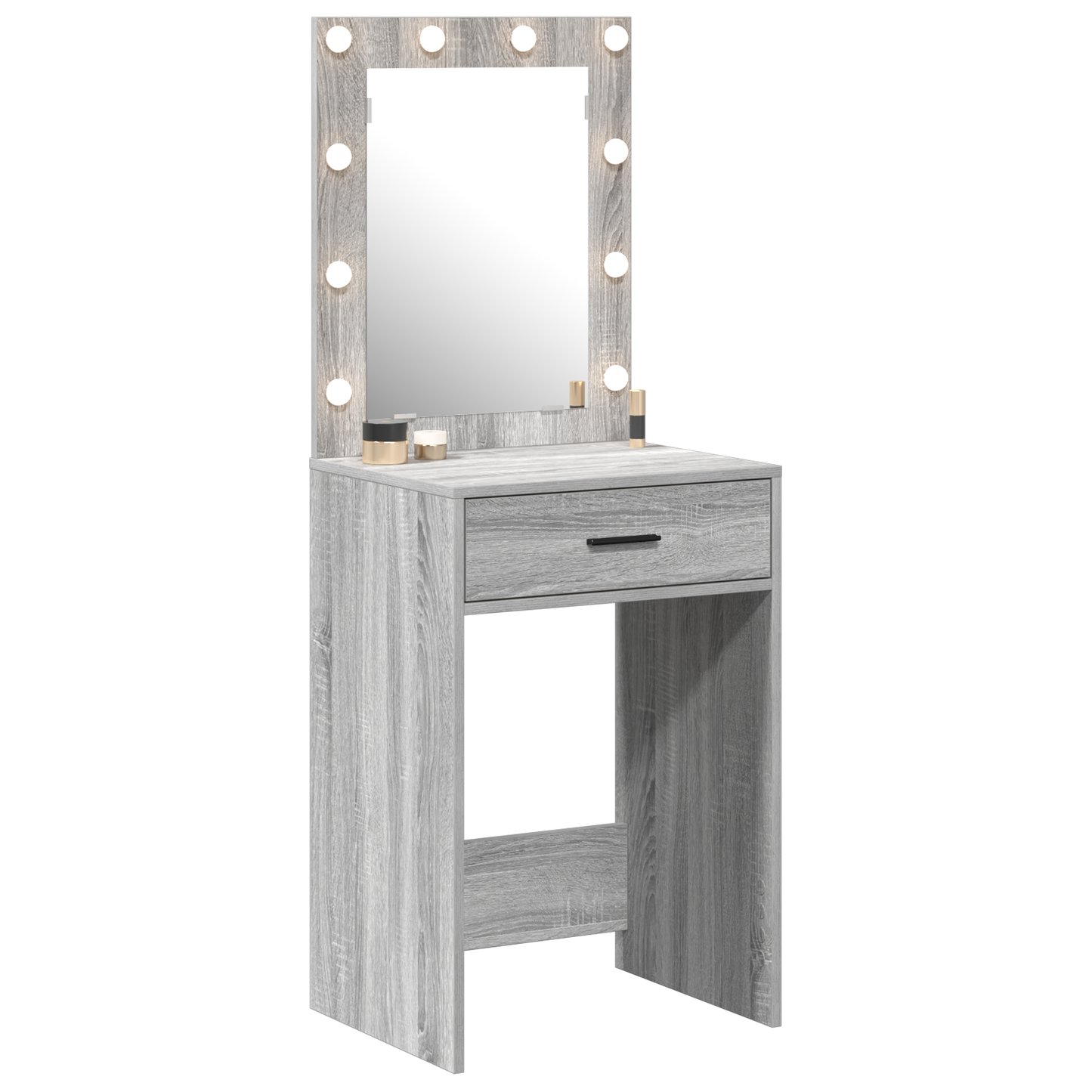 Modern Wooden Dressing Table Makeup Vanity Desk With Drawer & LED Lights Mirror