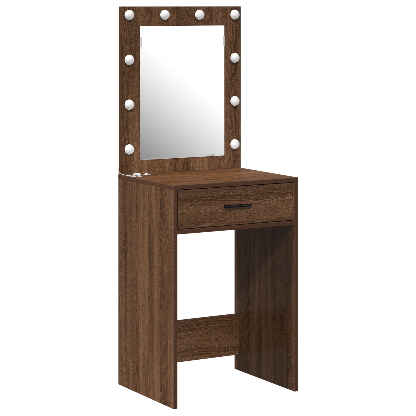 Modern Wooden Dressing Table Makeup Vanity Desk With Drawer & LED Lights Mirror