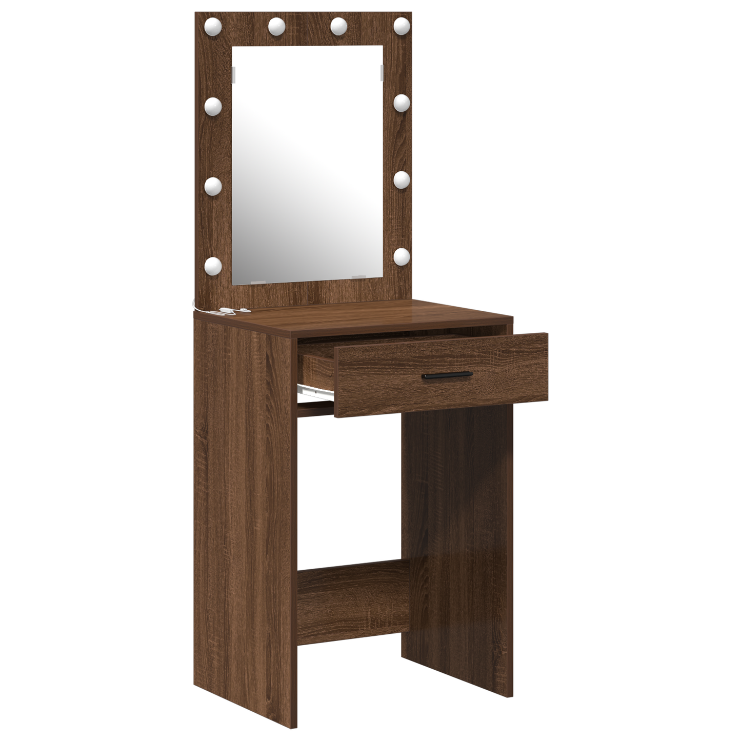 Modern Wooden Dressing Table Makeup Vanity Desk With Drawer & LED Lights Mirror