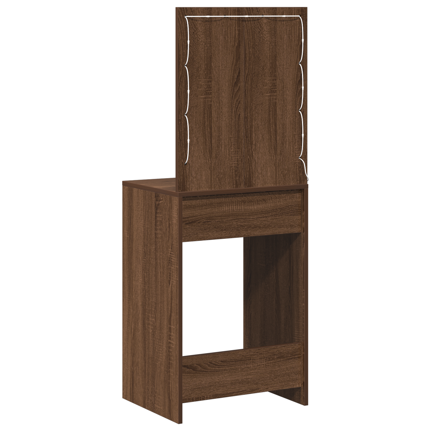 Modern Wooden Dressing Table Makeup Vanity Desk With Drawer & LED Lights Mirror