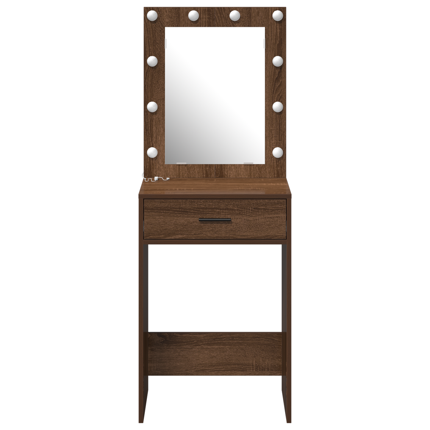Modern Wooden Dressing Table Makeup Vanity Desk With Drawer & LED Lights Mirror