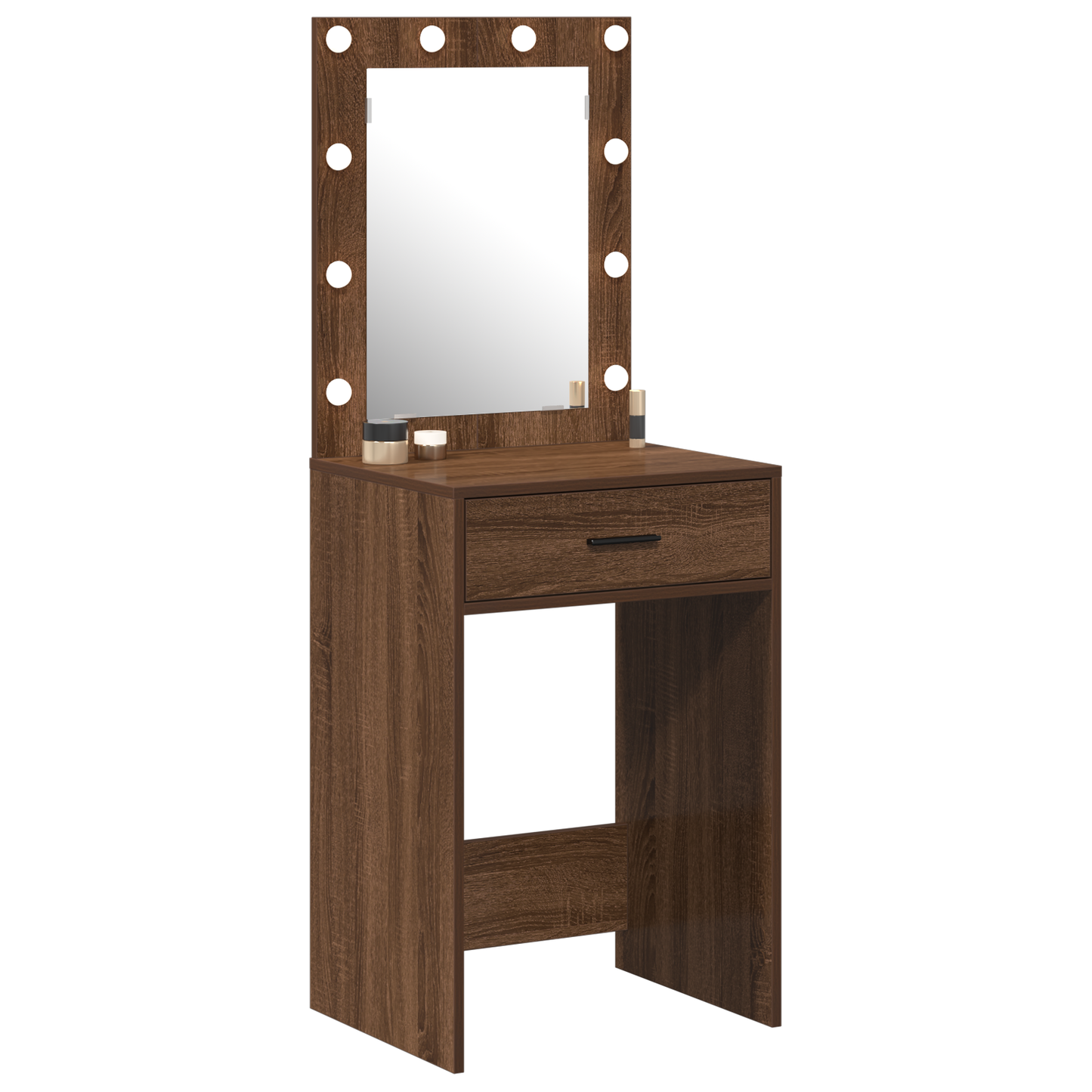 Modern Wooden Dressing Table Makeup Vanity Desk With Drawer & LED Lights Mirror
