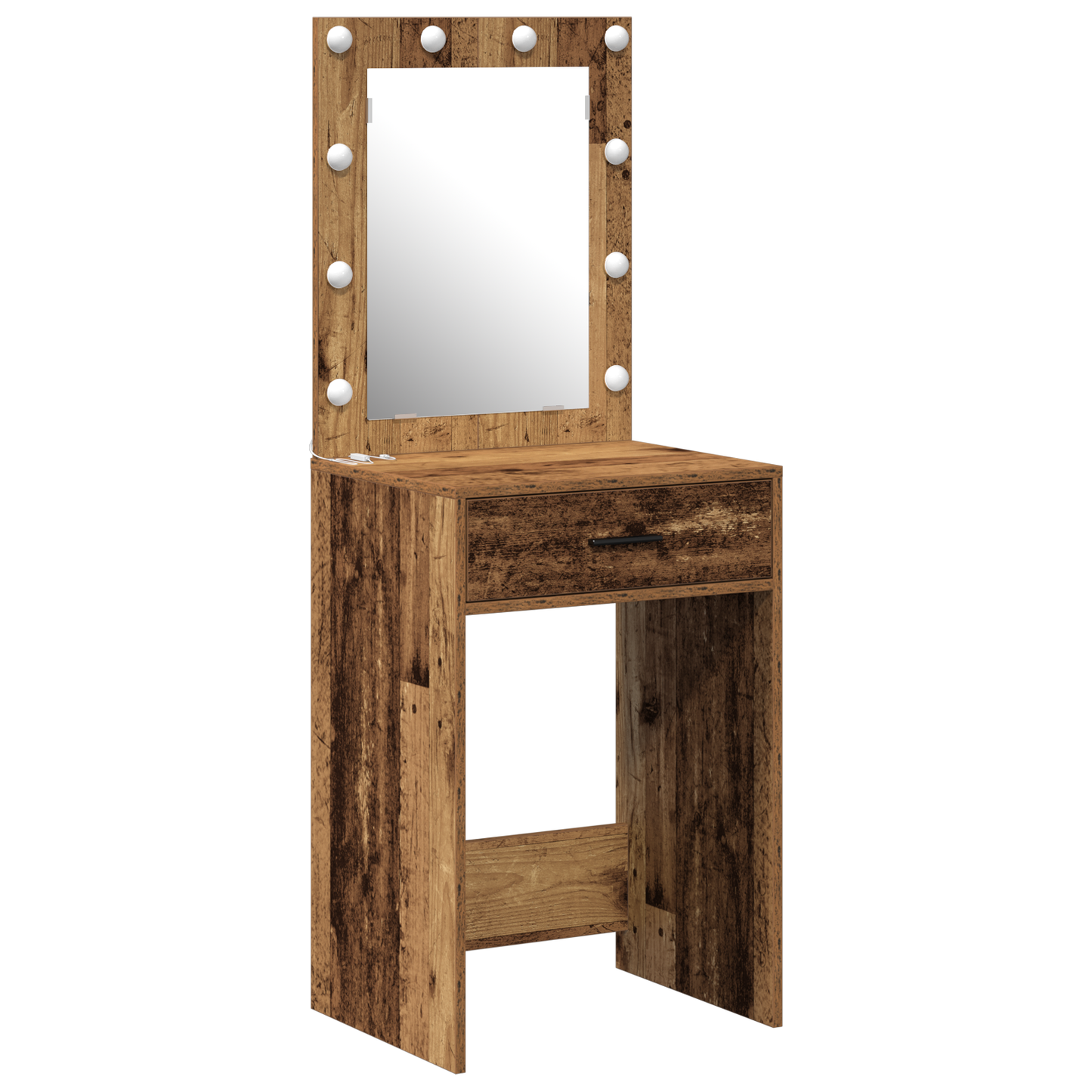 Modern Wooden Dressing Table Makeup Vanity Desk With Drawer & LED Lights Mirror