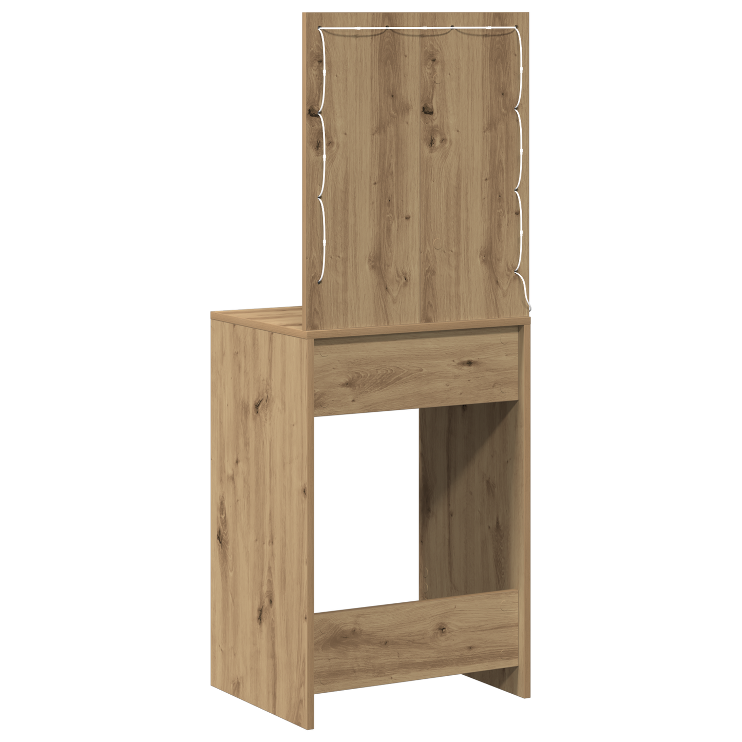 Modern Wooden Dressing Table Makeup Vanity Desk With Drawer & LED Lights Mirror