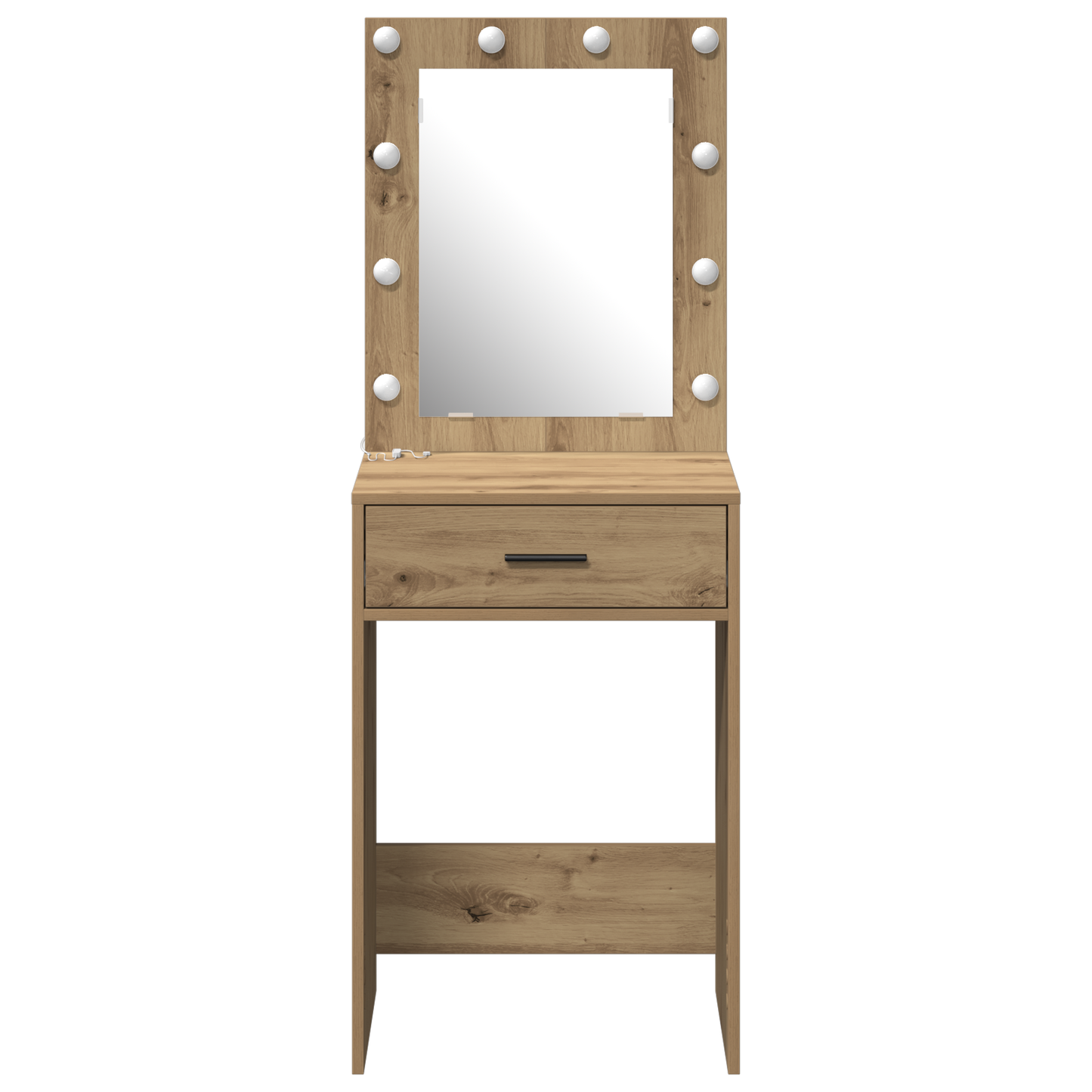 Modern Wooden Dressing Table Makeup Vanity Desk With Drawer & LED Lights Mirror