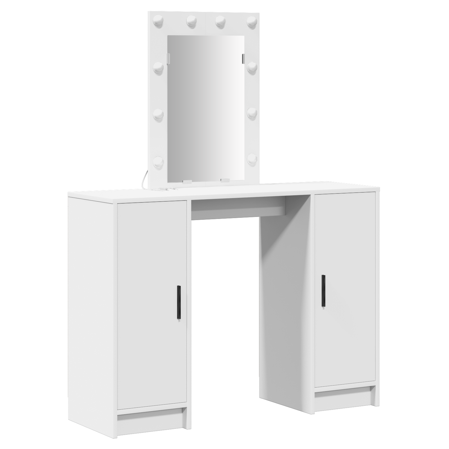Modern Wooden Dressing Table Makeup Vanity Desk With LED Mirror & Cupoards
