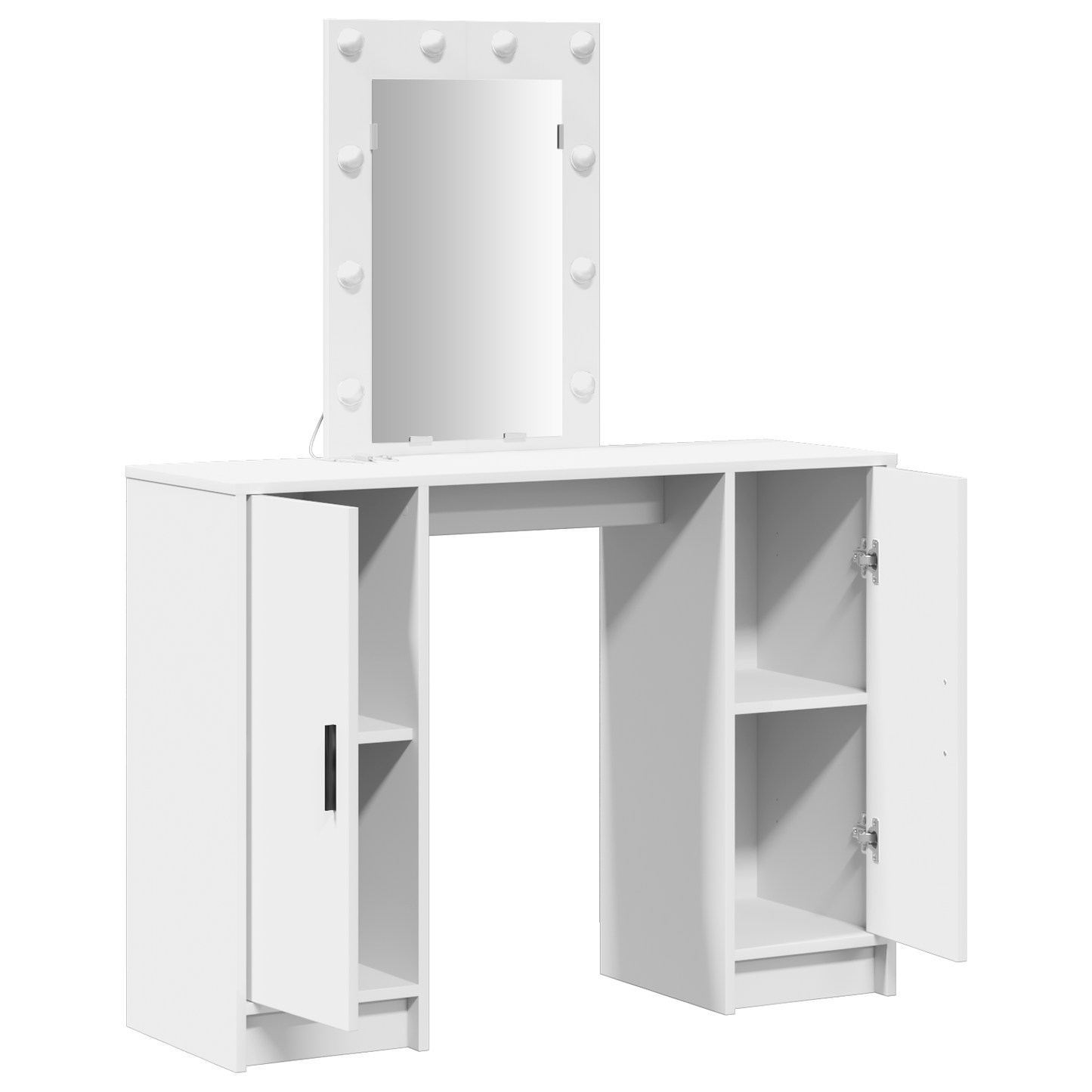 Modern Wooden Dressing Table Makeup Vanity Desk With LED Mirror & Cupoards