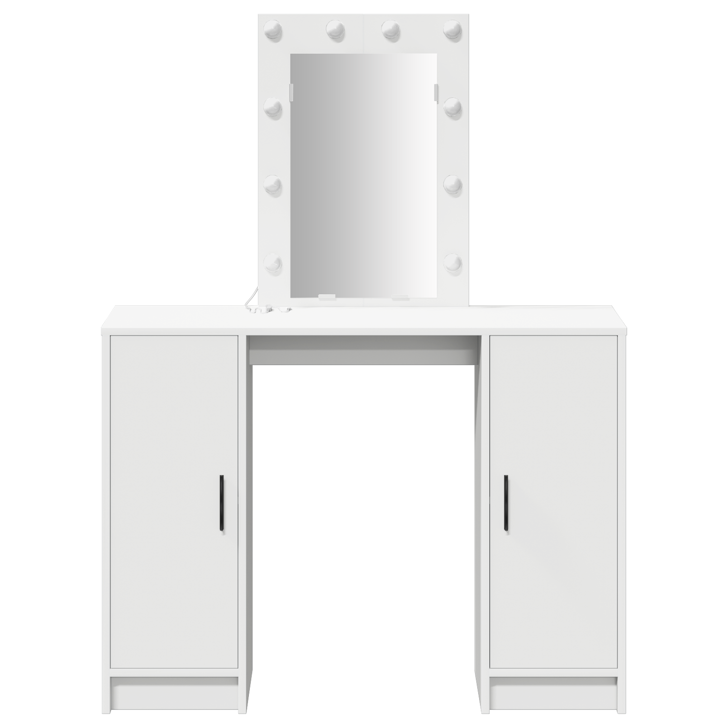 Modern Wooden Dressing Table Makeup Vanity Desk With LED Mirror & Cupoards