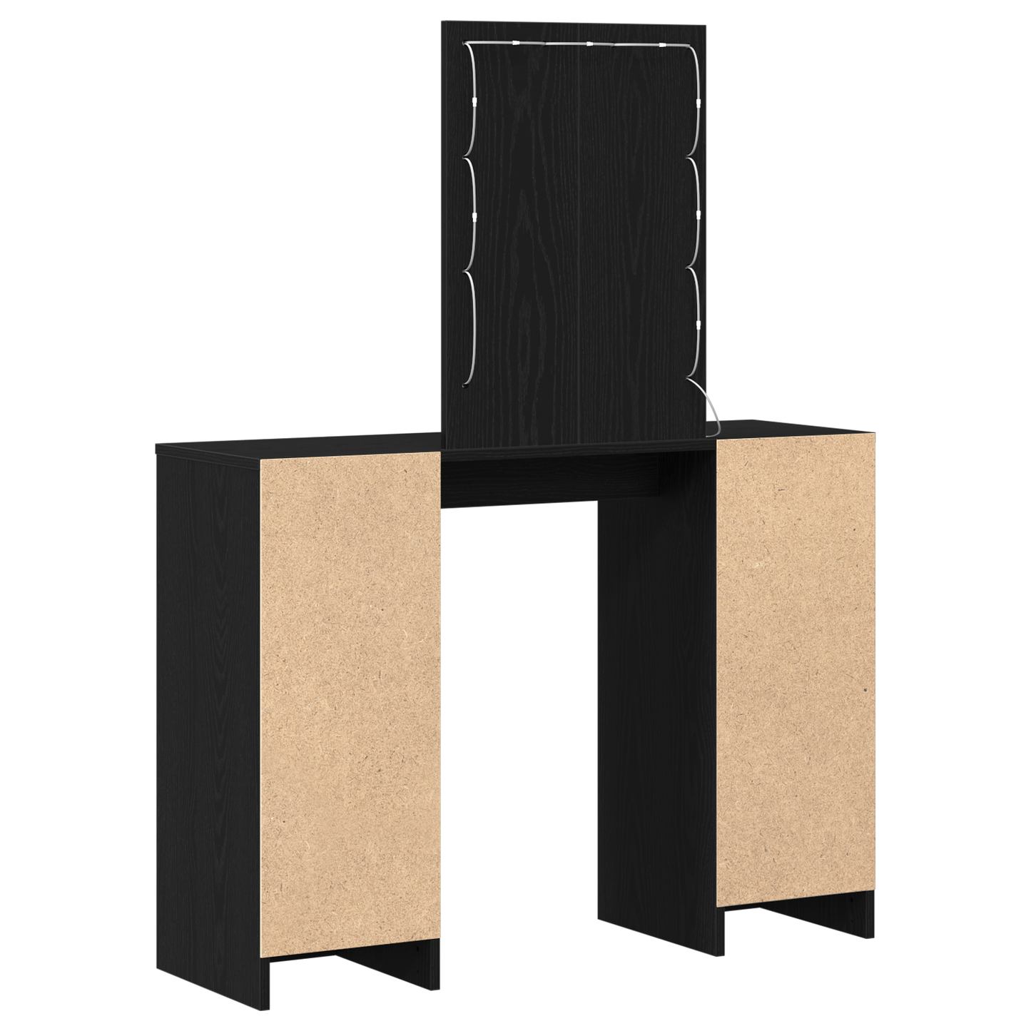 Modern Wooden Dressing Table Makeup Vanity Desk With LED Mirror & Cupoards