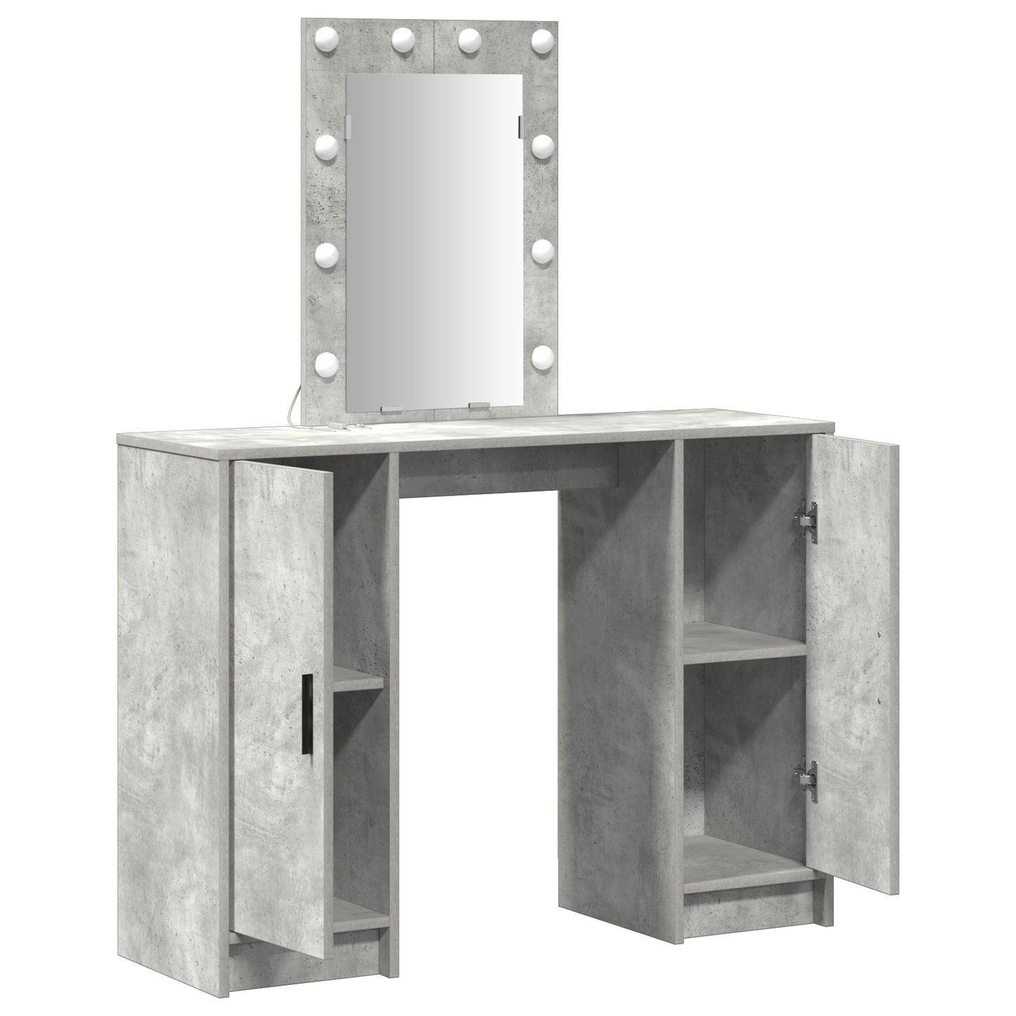 Modern Wooden Dressing Table Makeup Vanity Desk With LED Mirror & Cupoards