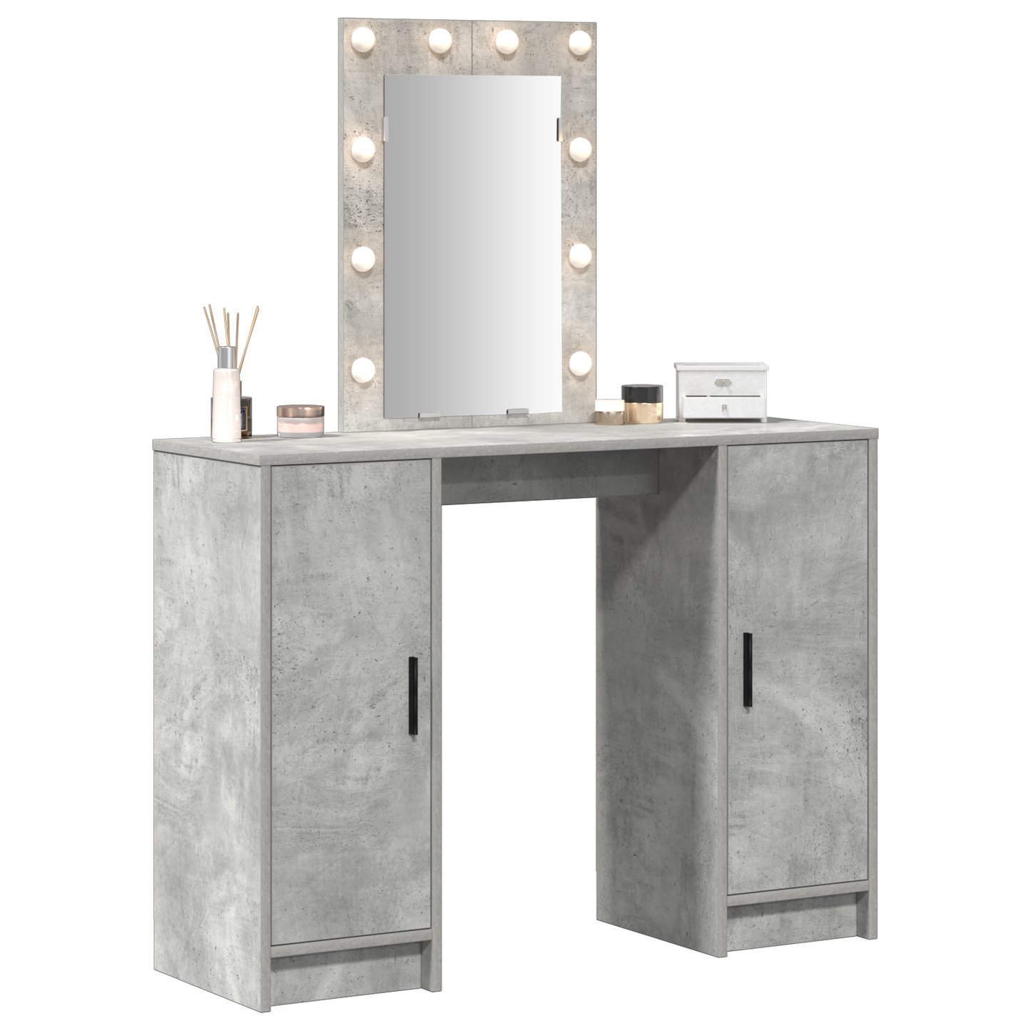 Modern Wooden Dressing Table Makeup Vanity Desk With LED Mirror & Cupoards