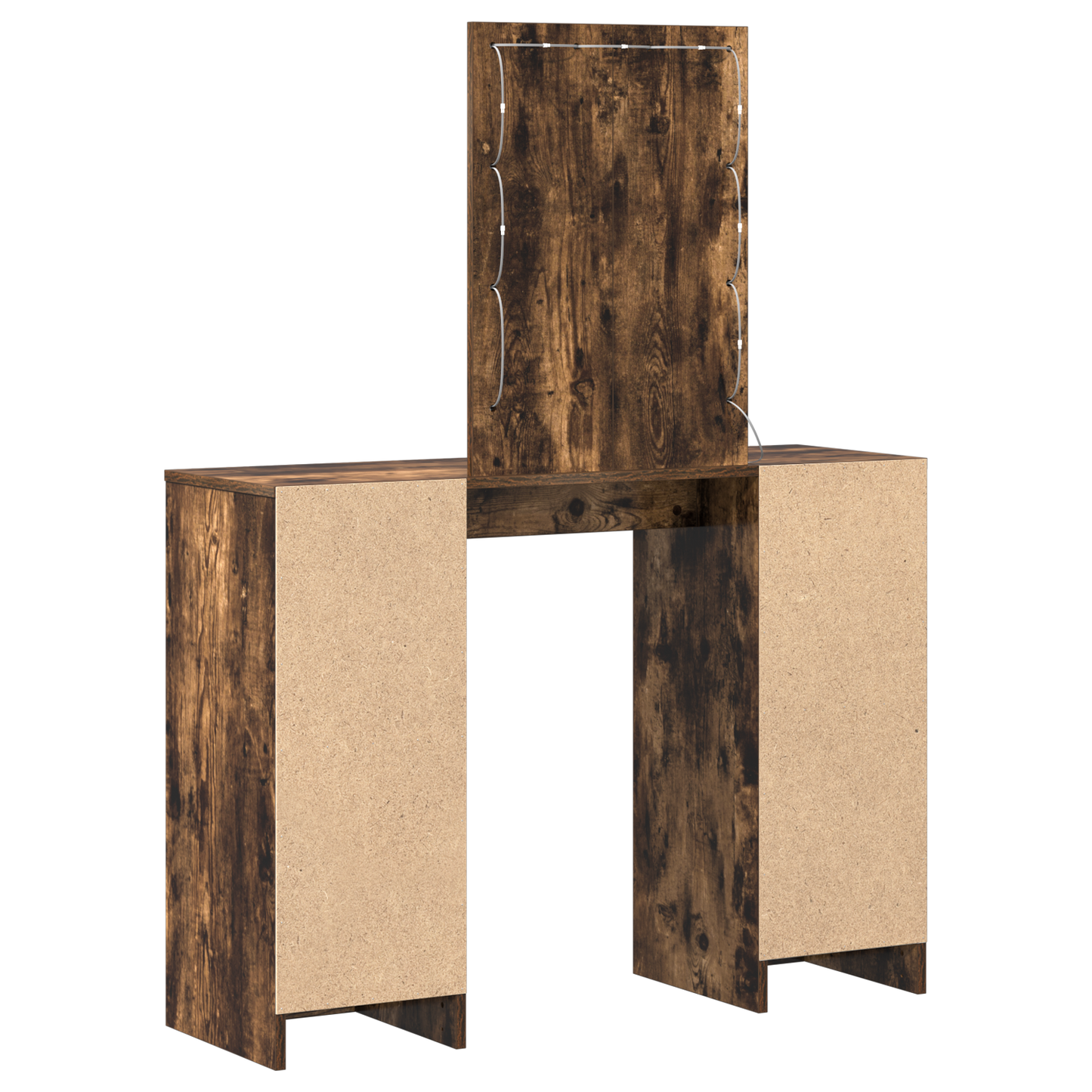 Modern Wooden Dressing Table Makeup Vanity Desk With LED Mirror & Cupoards