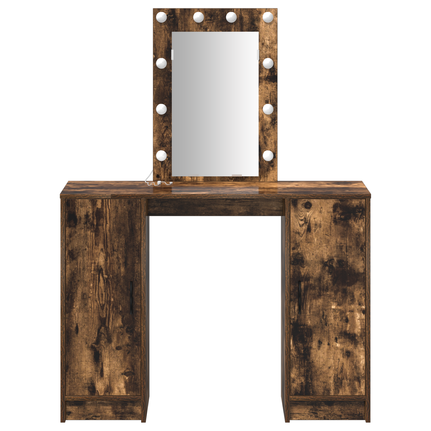Modern Wooden Dressing Table Makeup Vanity Desk With LED Mirror & Cupoards