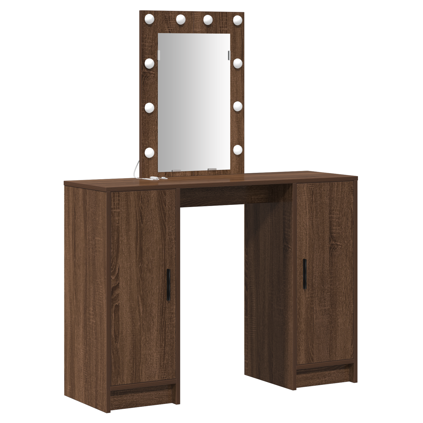 Modern Wooden Dressing Table Makeup Vanity Desk With LED Mirror & Cupoards
