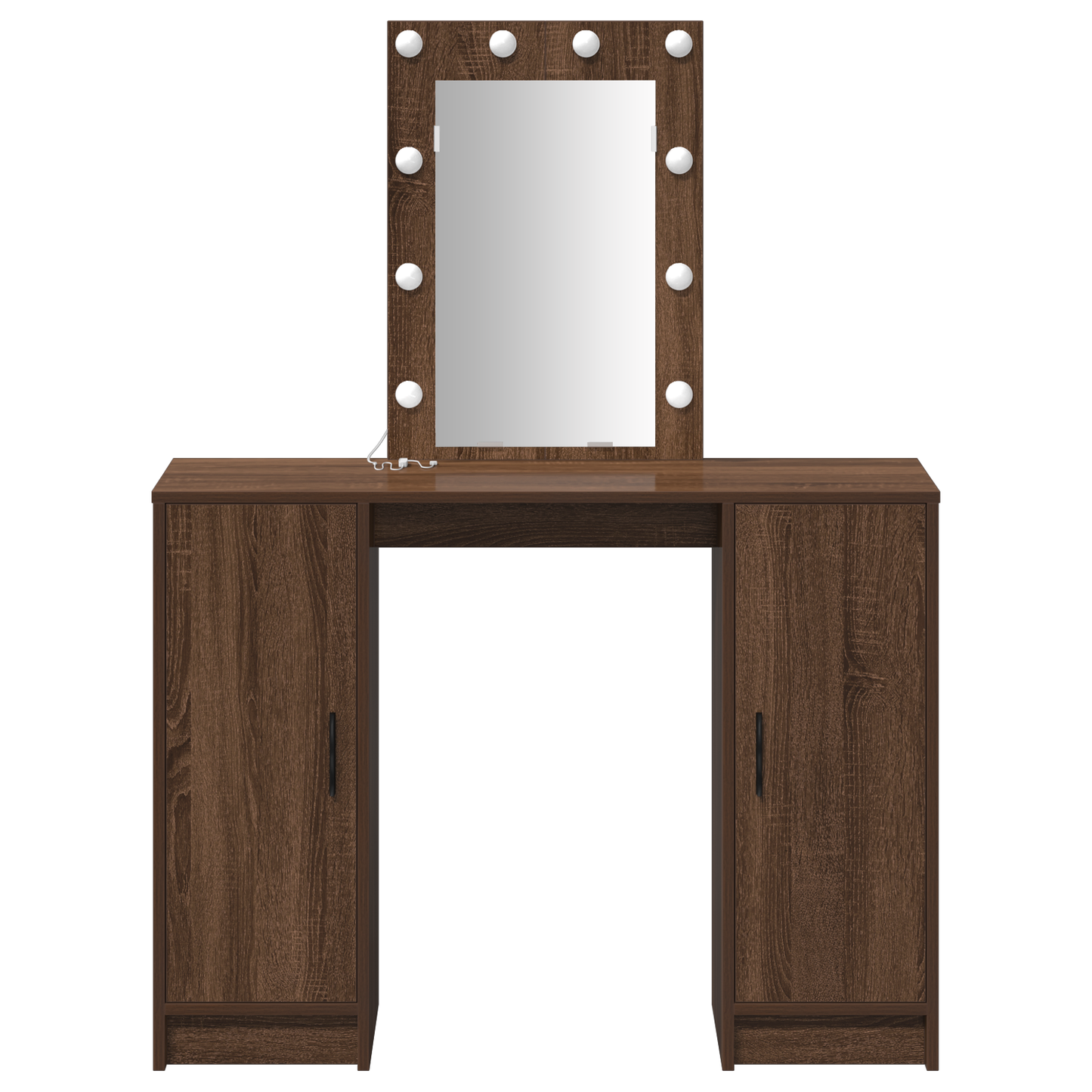 Modern Wooden Dressing Table Makeup Vanity Desk With LED Mirror & Cupoards