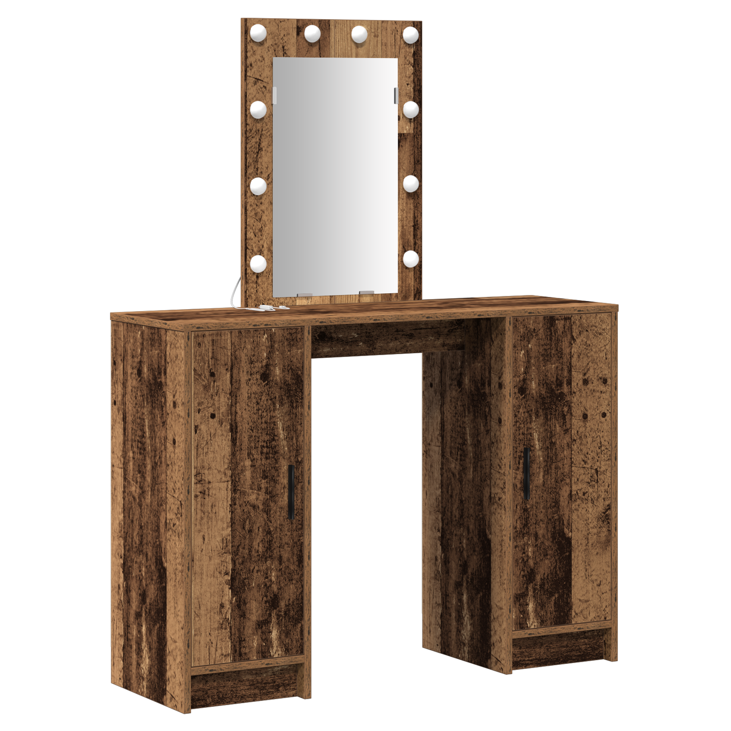 Modern Wooden Dressing Table Makeup Vanity Desk With LED Mirror & Cupoards