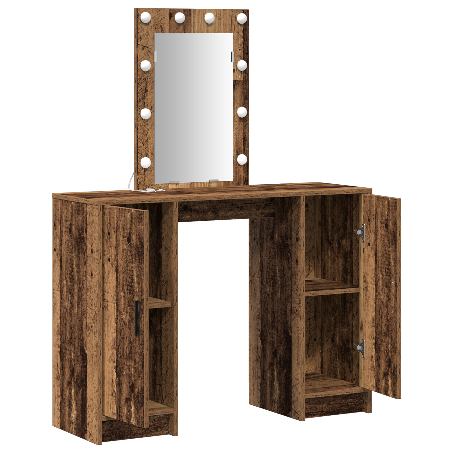 Modern Wooden Dressing Table Makeup Vanity Desk With LED Mirror & Cupoards