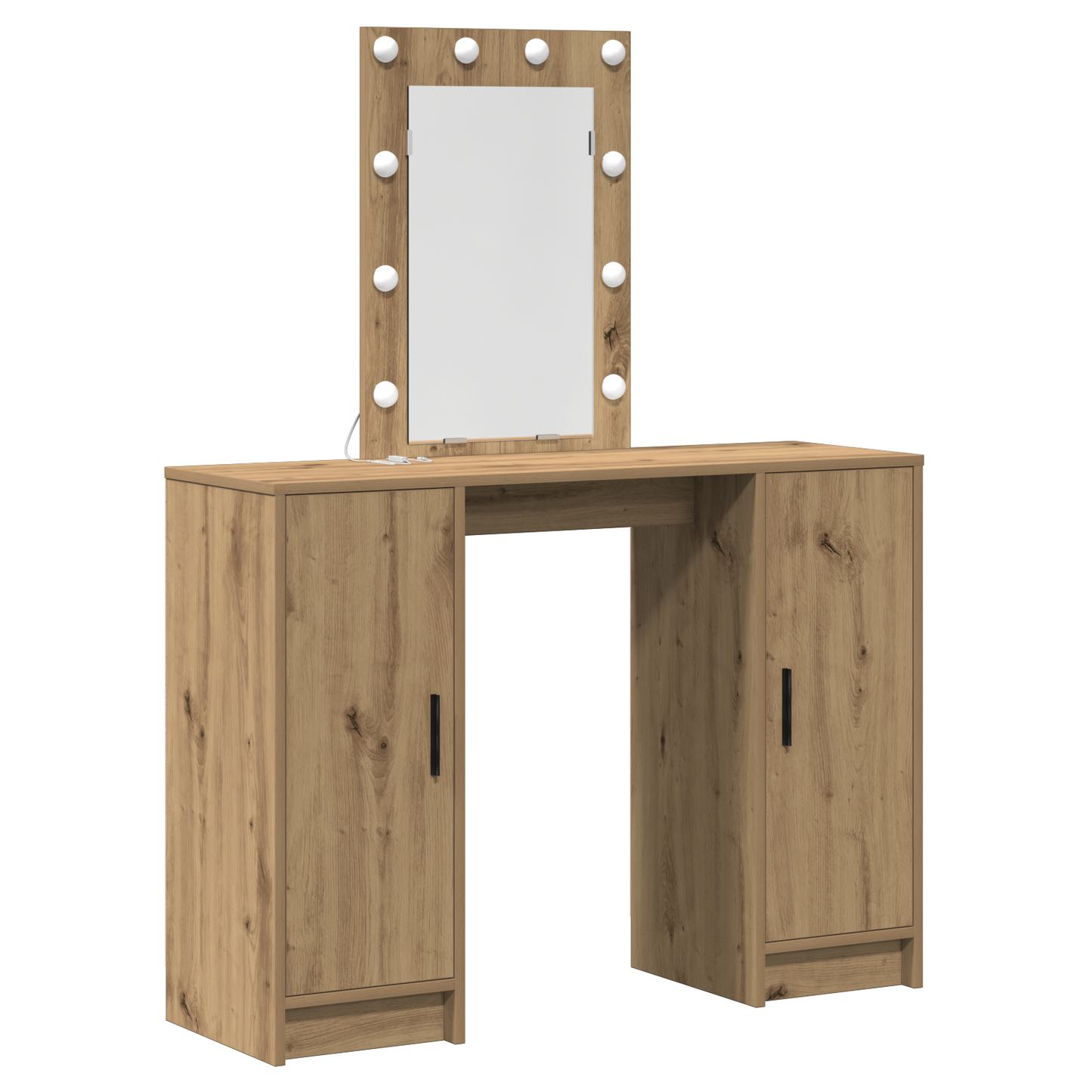 Modern Wooden Dressing Table Makeup Vanity Desk With LED Mirror & Cupoards