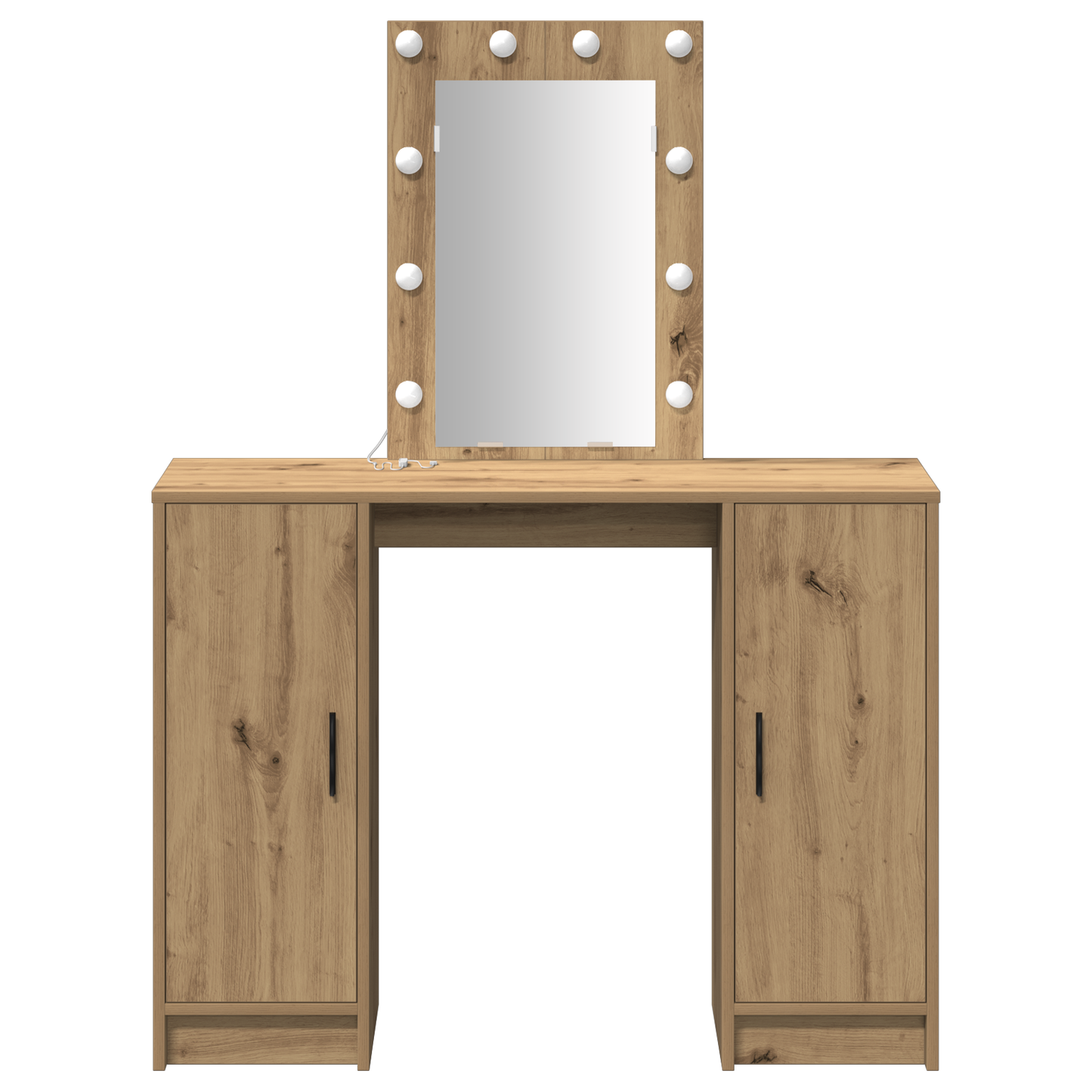 Modern Wooden Dressing Table Makeup Vanity Desk With LED Mirror & Cupoards