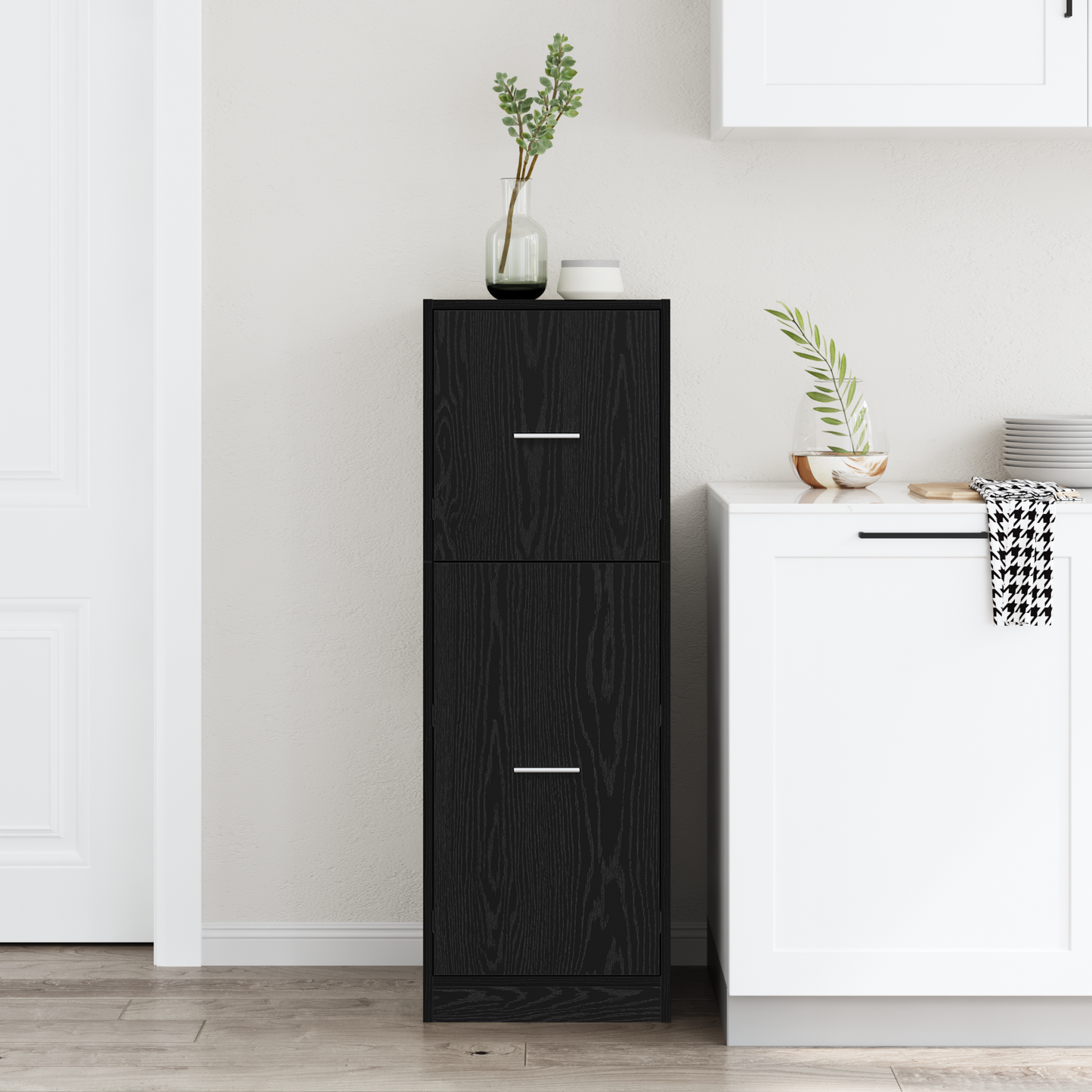 Modern Wooden Apothecary Storage Cabinet Unit With 2 Pull Out Drawers Doors Wood