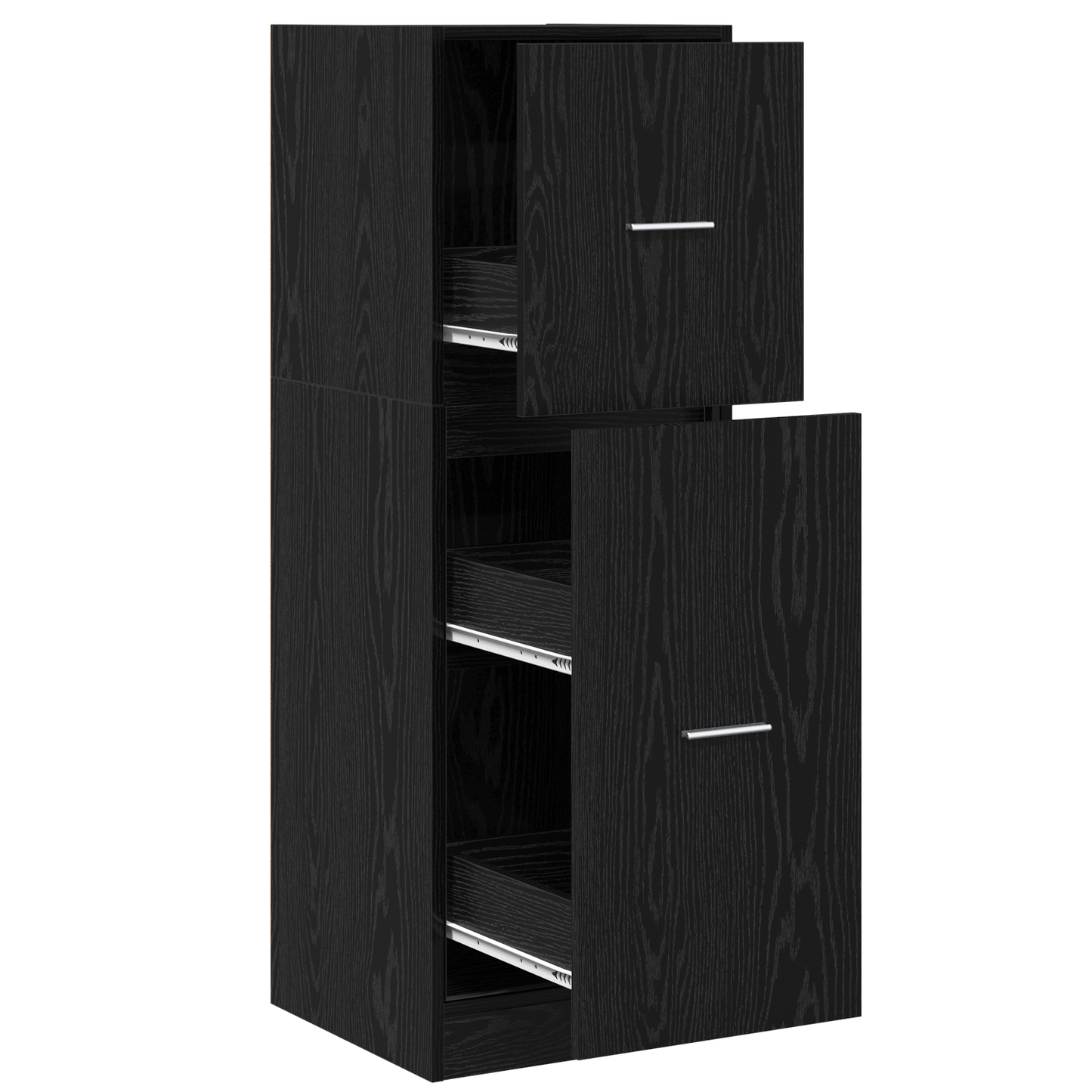 Modern Wooden Apothecary Storage Cabinet Unit With 2 Pull Out Drawers Doors Wood