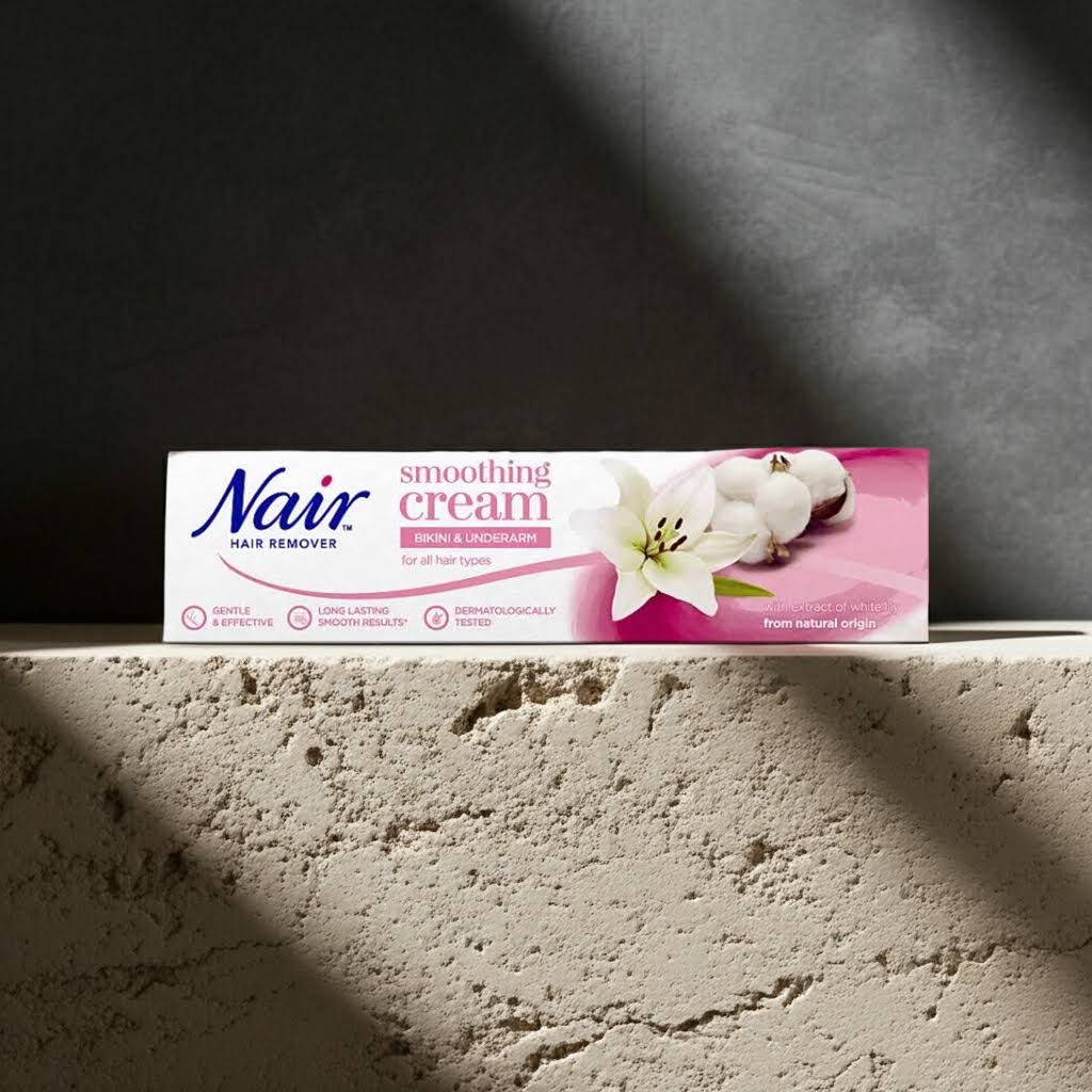 Nair Bikini & Under Arm Hair Remover Cream for Gentle Hair Removal & Smooth Skin on Sensitive Areas 100 ml/3.38 oz