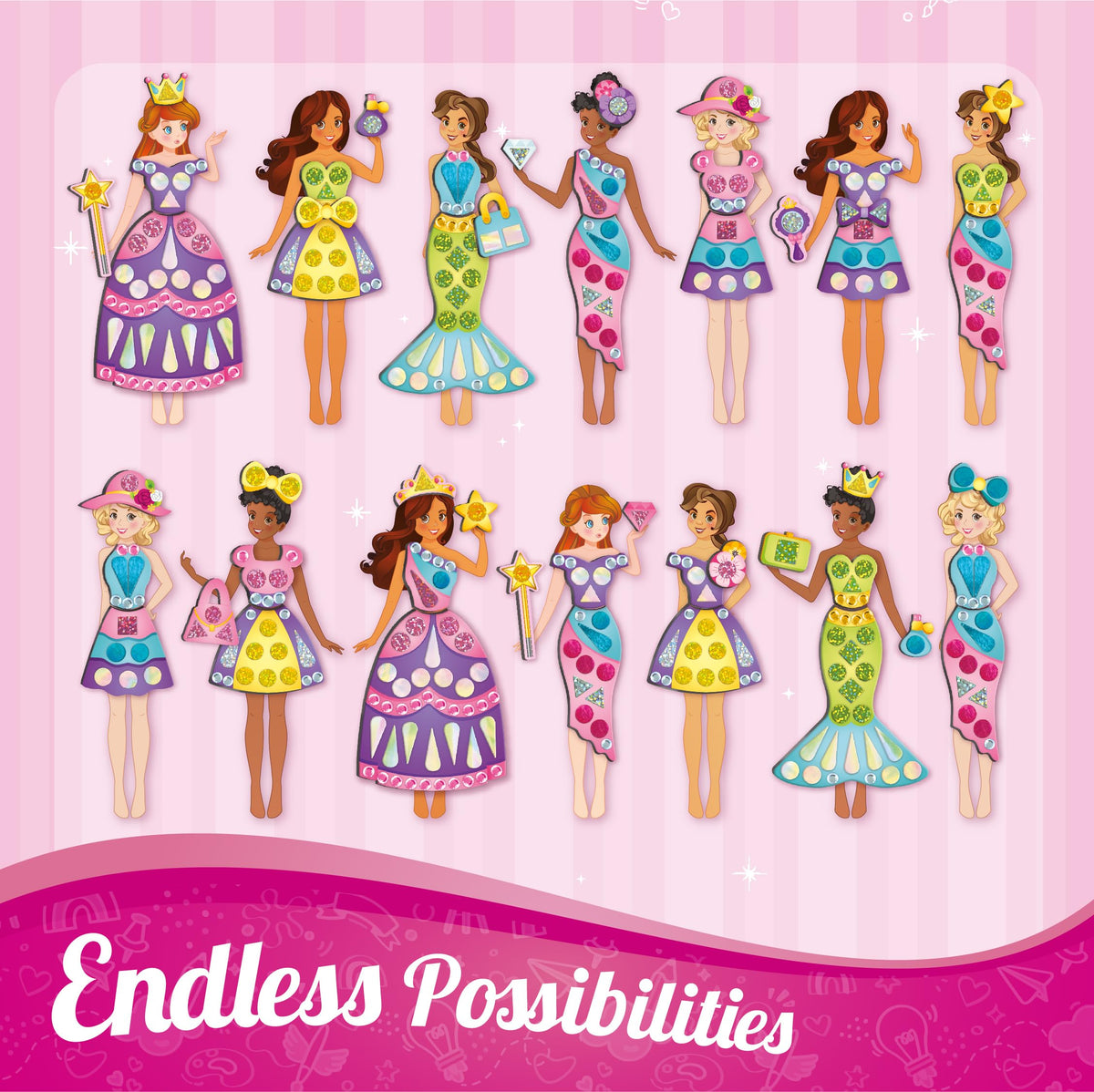 Imagimake DIY Magnetic Dress-Up Princess | 30-Piece Magnetic Dress-Up Toys for Kids