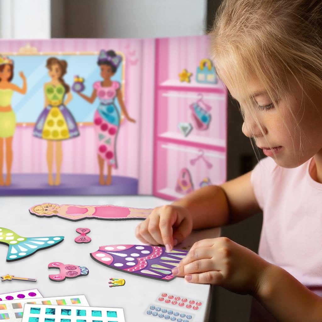 Imagimake DIY Magnetic Dress-Up Princess | 30-Piece Magnetic Dress-Up Toys for Kids
