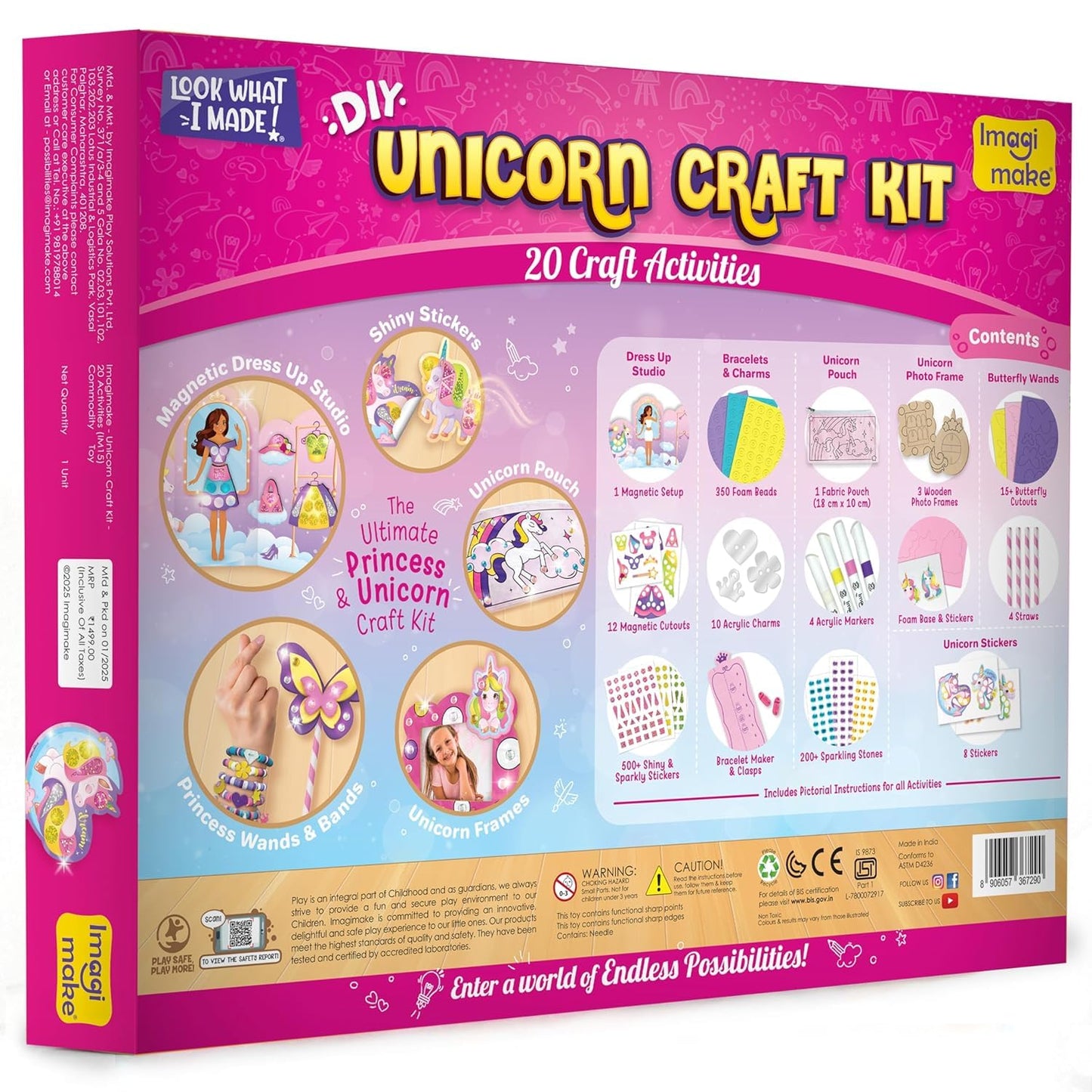 Imagimake Unicorn Craft Kit | 20+ Mess-Free Activities for Girls Aged 5–12