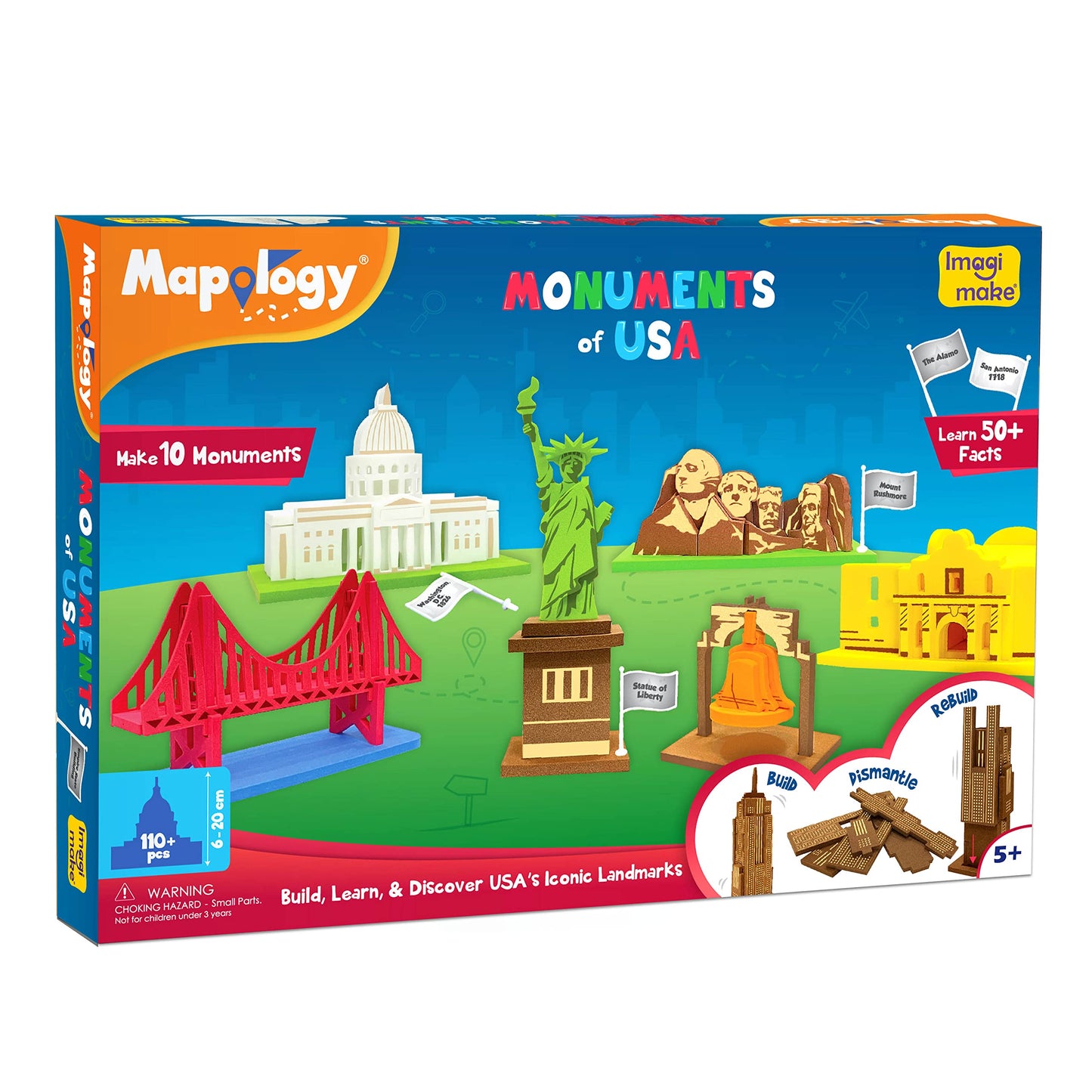 Imagimake Mapology Monuments of USA | 3D Puzzles for Kids 5+