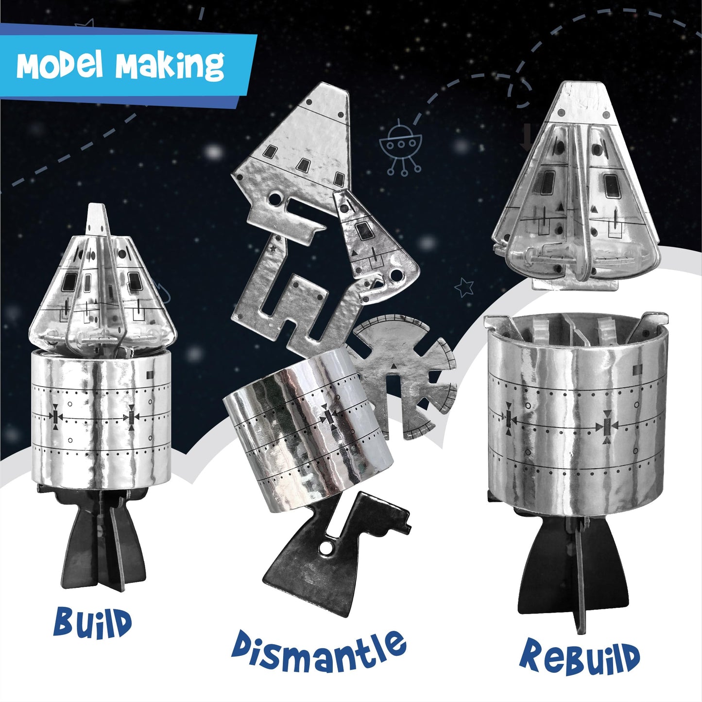 Imagimake Mapology: Man's Journey to Moon – NASA Apollo 11 Model Kit for Kids 8-13
