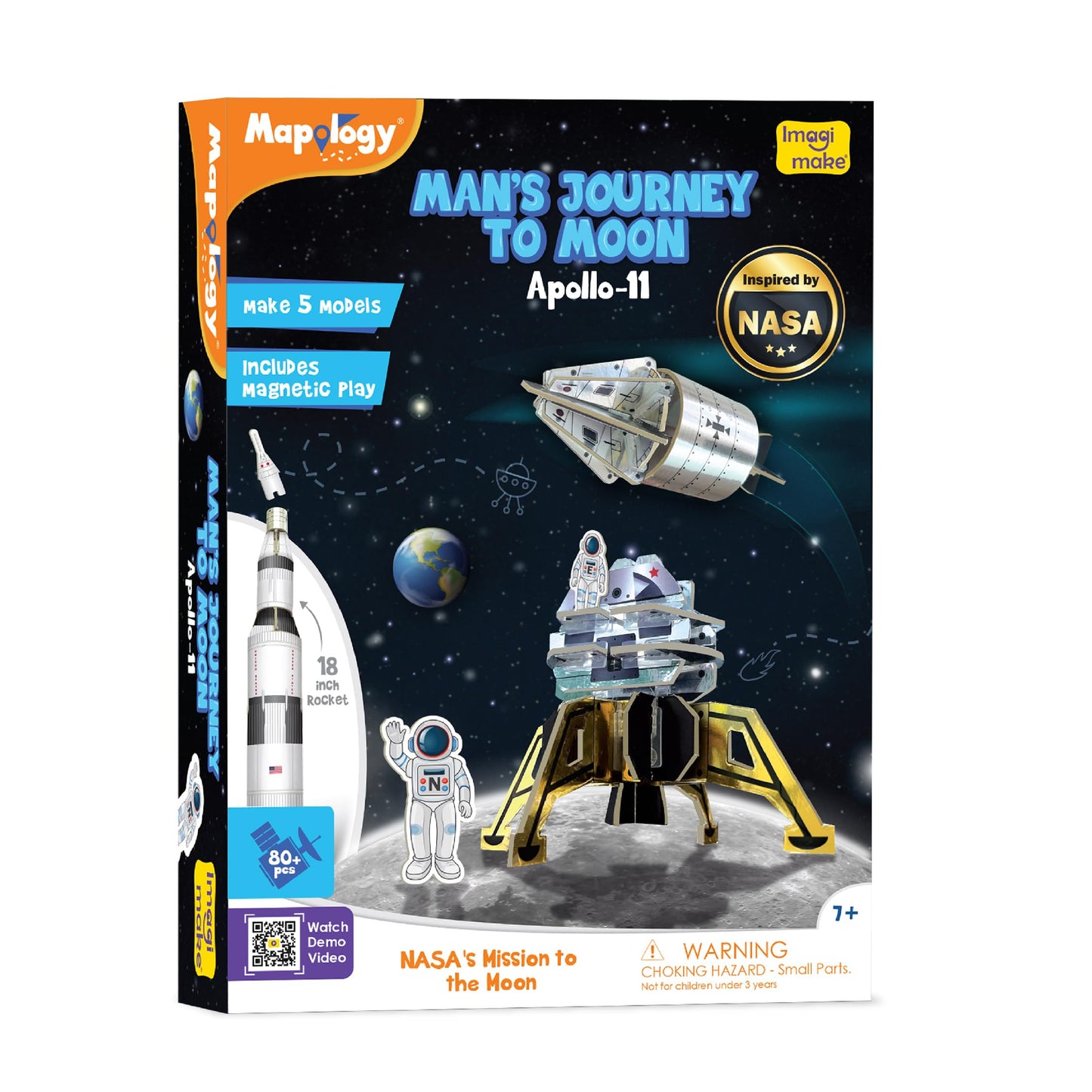 Imagimake Mapology: Man's Journey to Moon – NASA Apollo 11 Model Kit for Kids 8-13