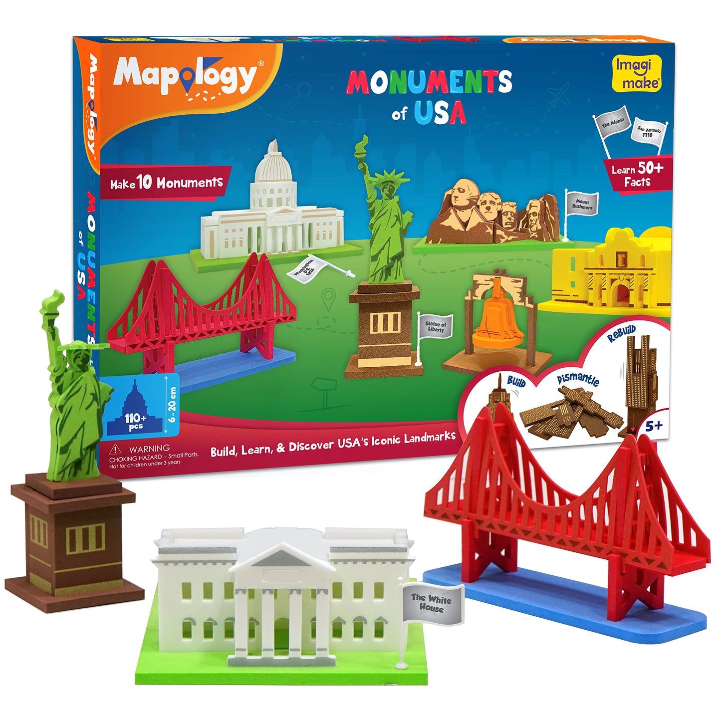 Imagimake Mapology Monuments of USA | 3D Puzzles for Kids 5+