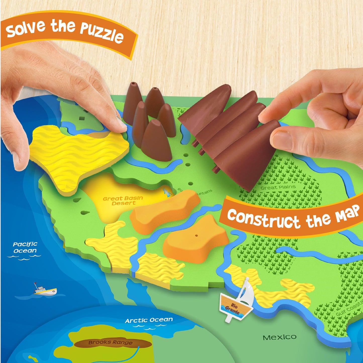 Imagimake Mapology USA Puzzle – 3D Physical Features Map for Kids 8–13