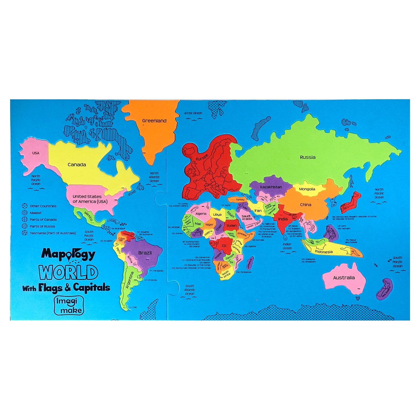 Imagimake Mapology World Map Puzzle – Flags & Capitals | Educational Jigsaw for Kids 5-12 | Geography Gifts