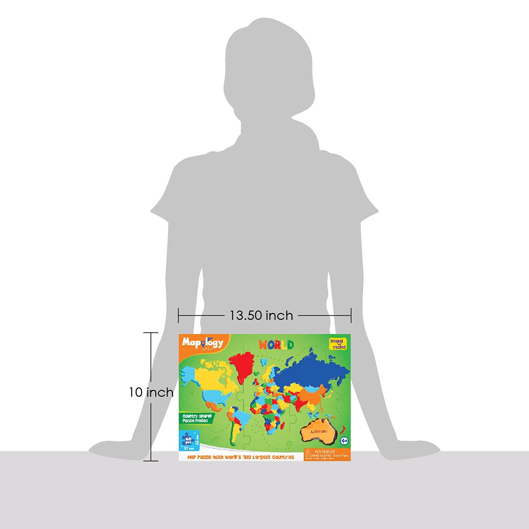 Imagimake Mapology World Map Puzzle – 65 Country Pieces, 3 Foam Frames, Educational Geography Toy for Kids 4 and Up