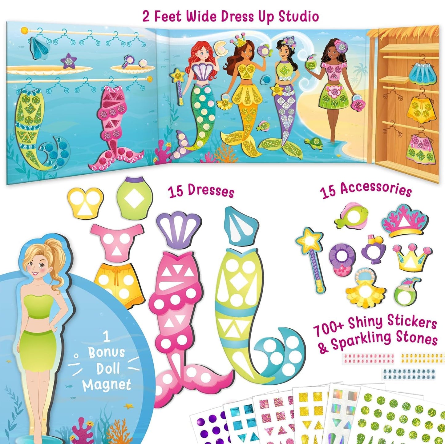 Imagimake DIY Magnetic Dress-Up Mermaid Kit – 30 Outfits & Accessories