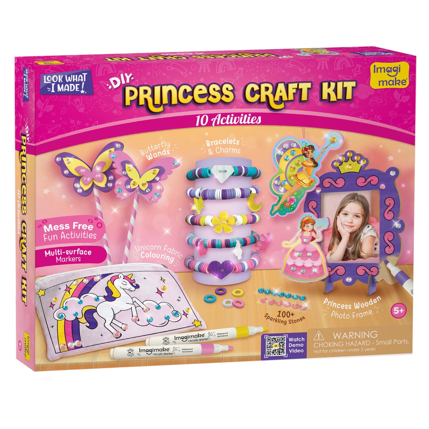 Imagimake Princess Craft Kit | 10 Mess-Free DIY Activities for Girls 5+ | Bracelet Making, Unicorn Pouch & Frame