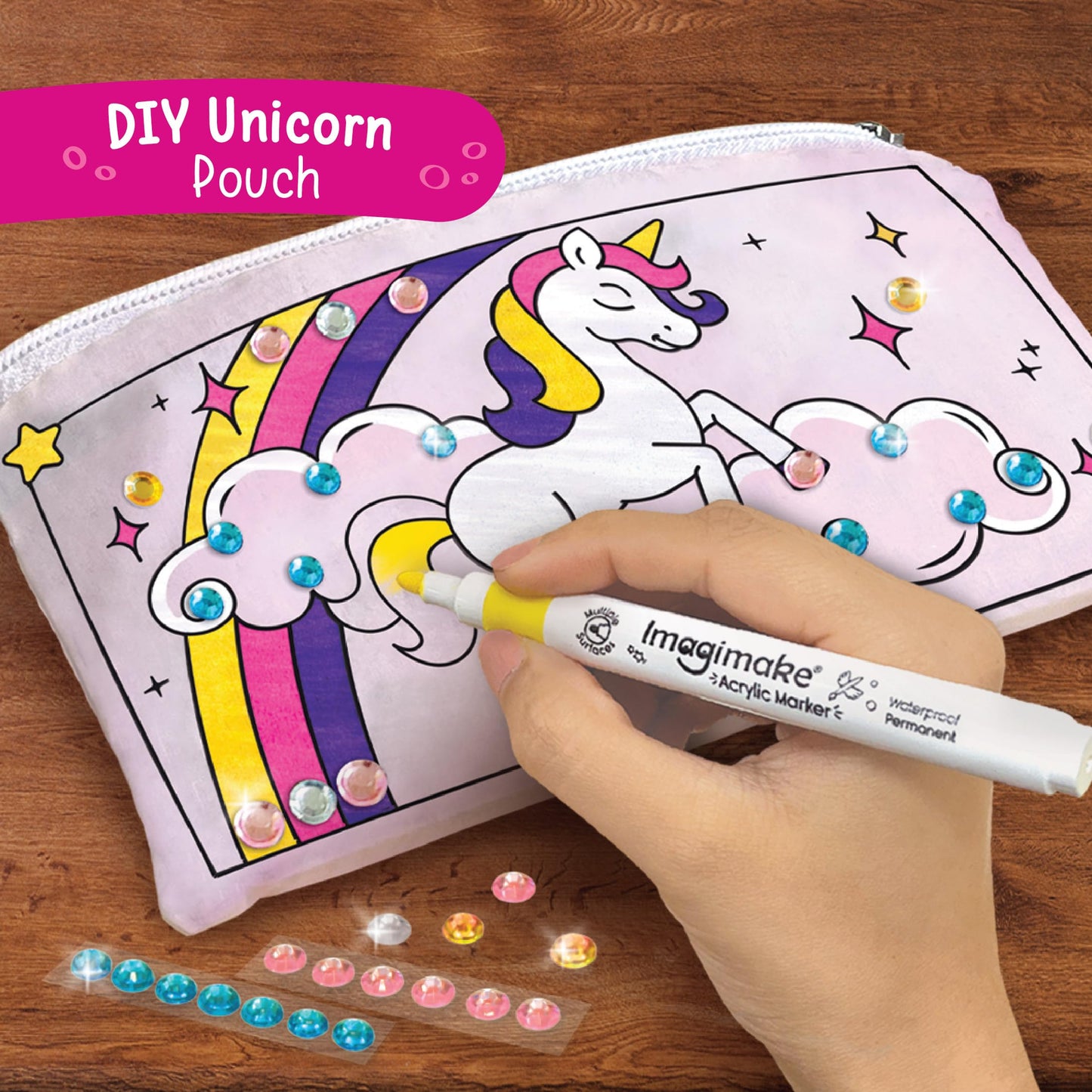 Imagimake Princess Craft Kit | 10 Mess-Free DIY Activities for Girls 5+ | Bracelet Making, Unicorn Pouch & Frame